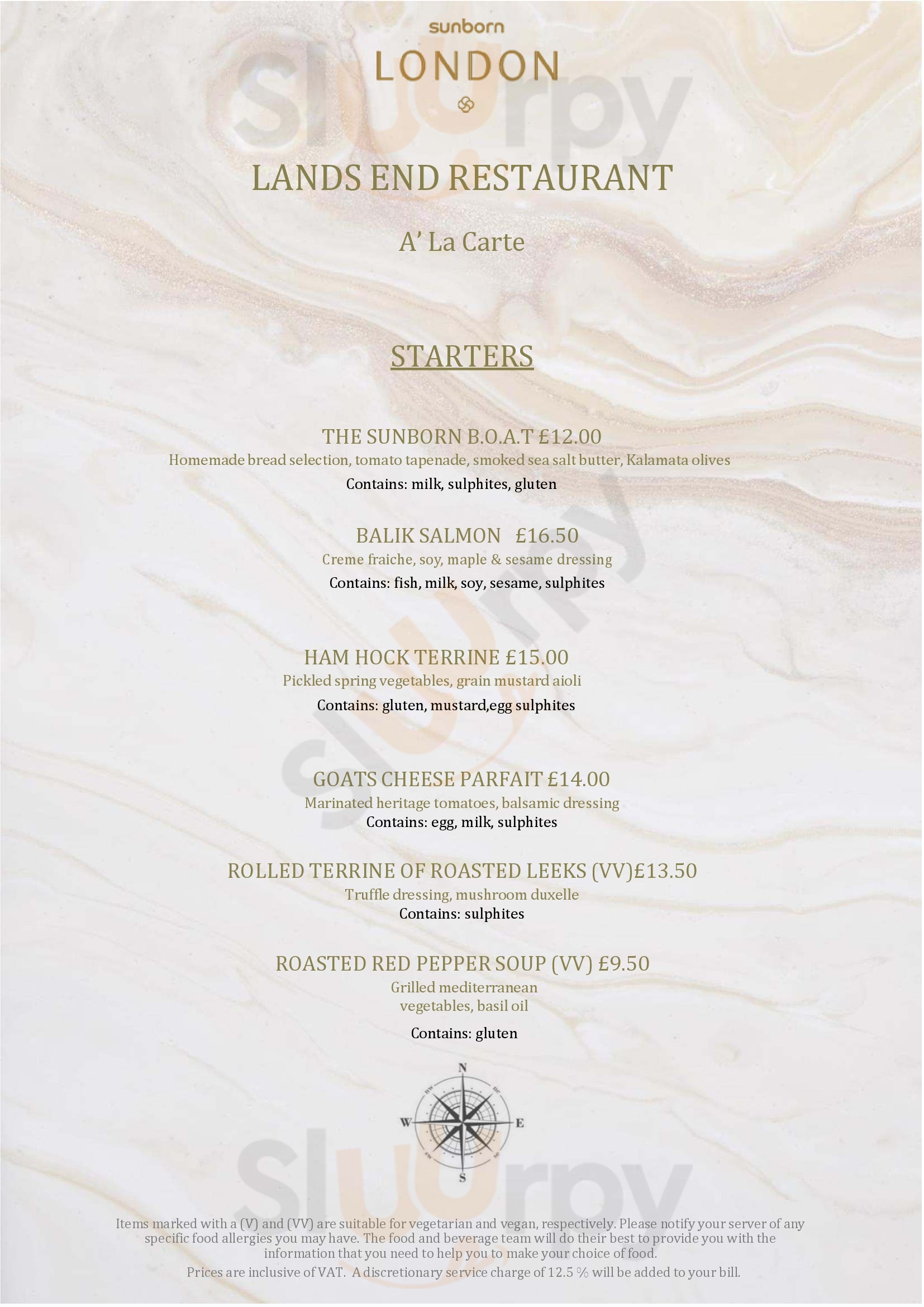 Lands End Restaurant London Menu - 1