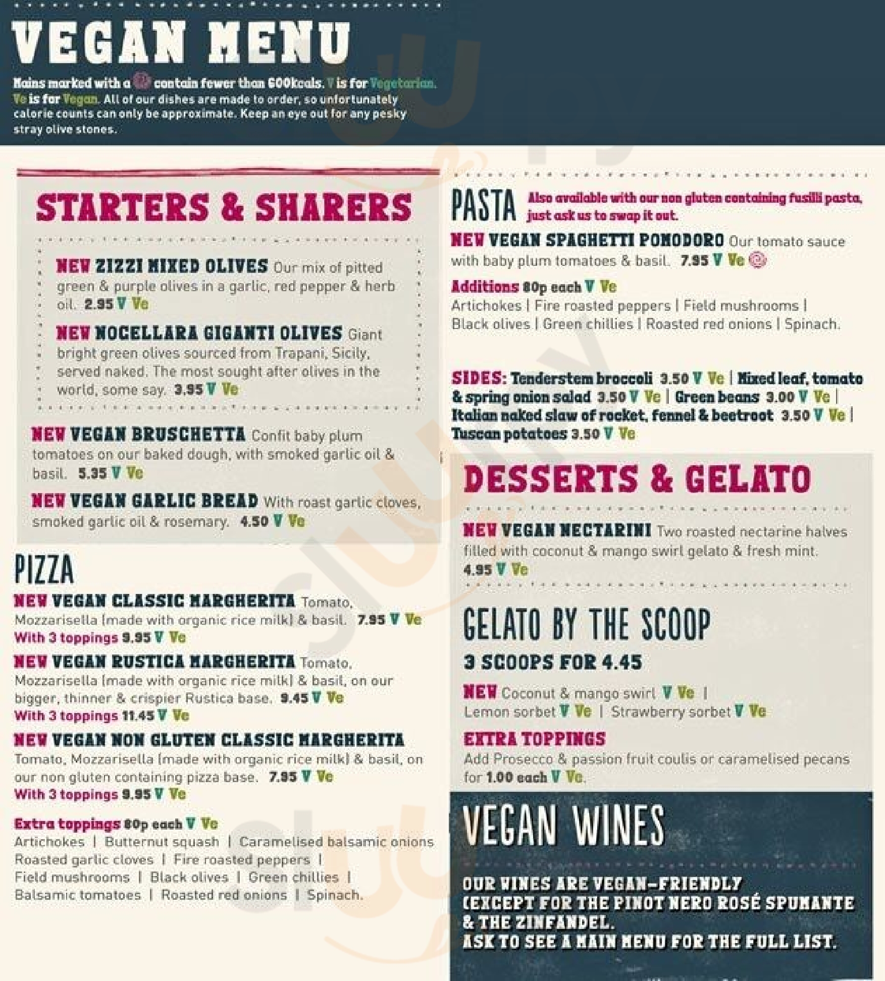 Zizzi - Finchley Rd O2 Centre London Menu - 1