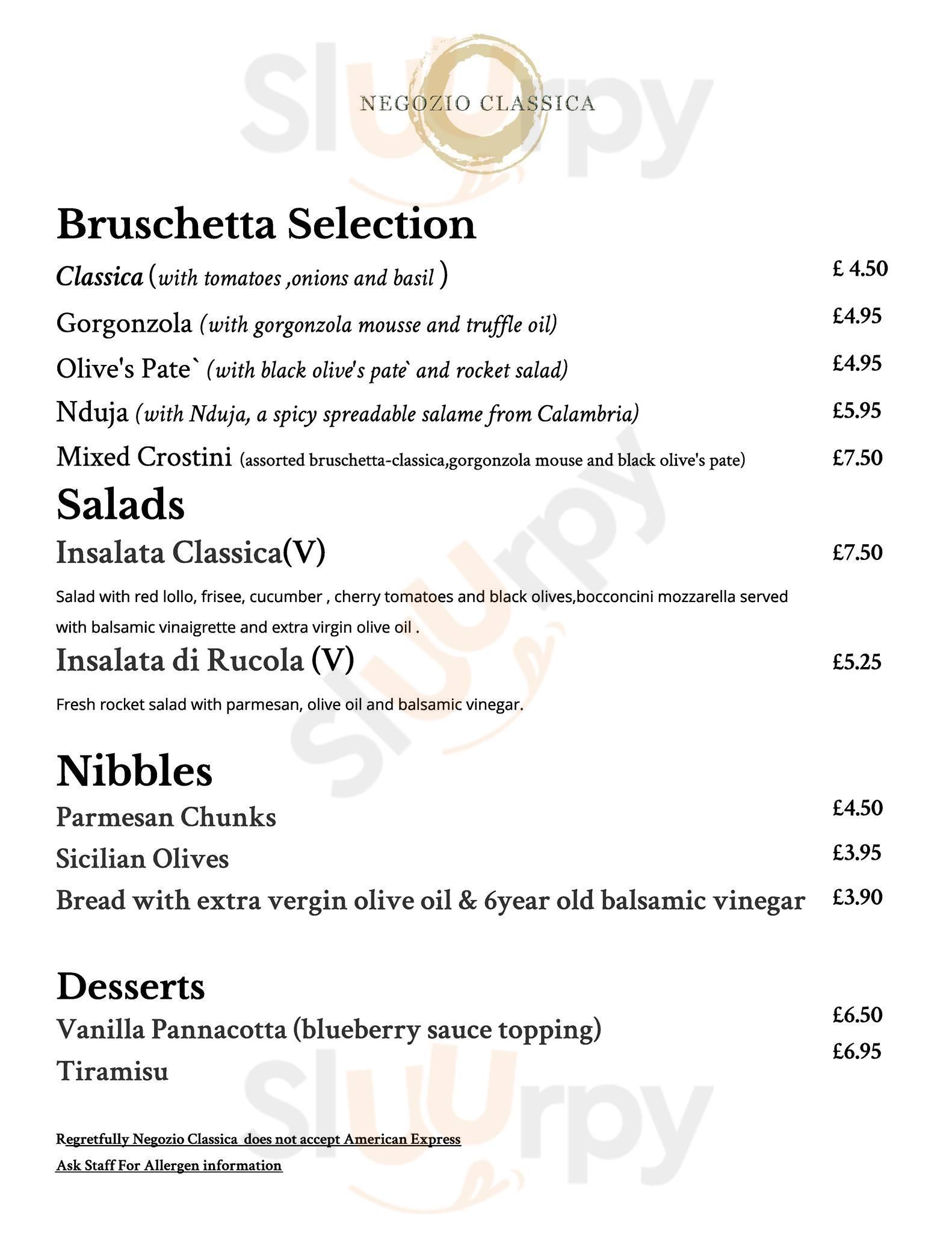 Main Menu - Negozio Classica