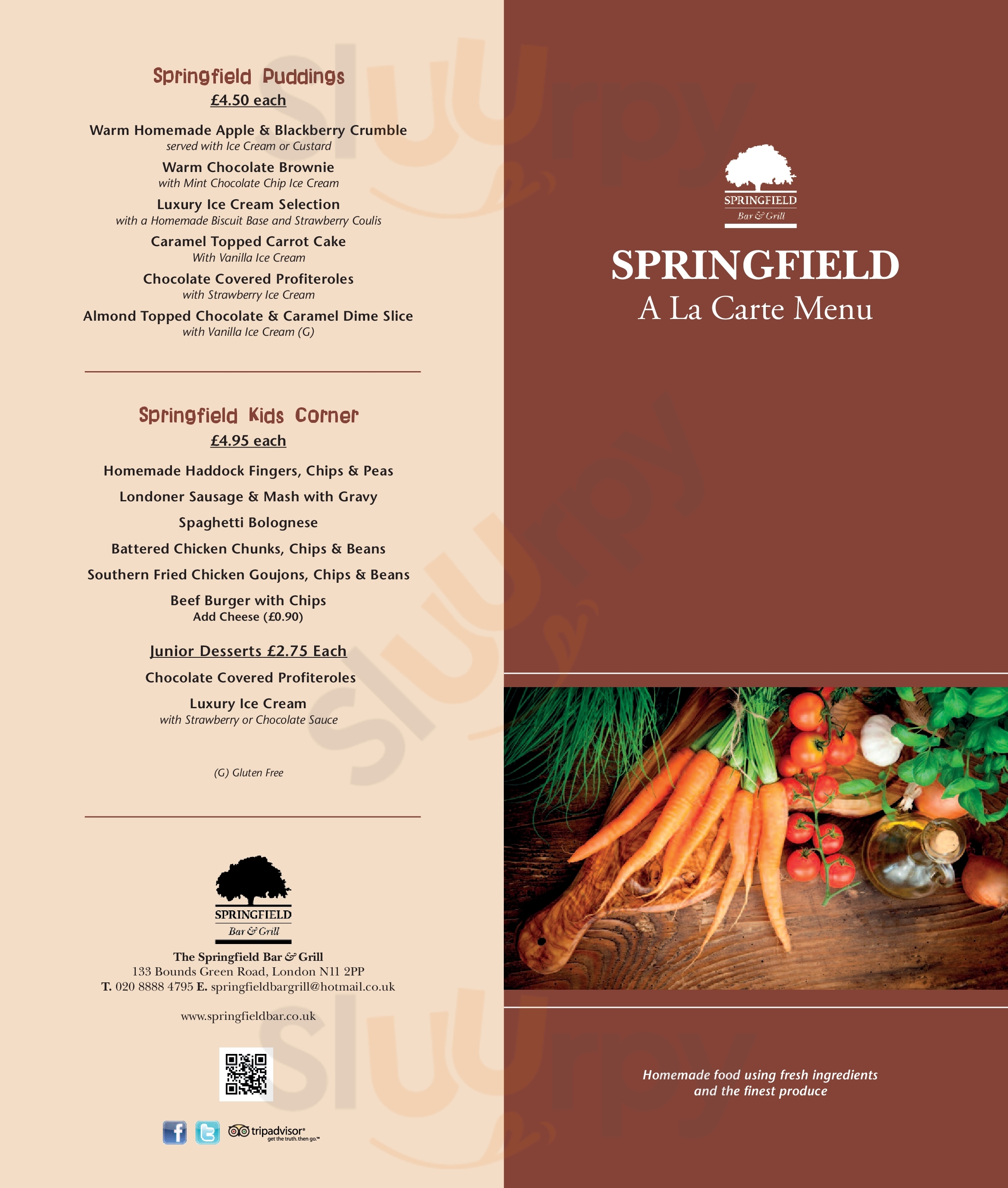Main Menu - The Springfield Tavern