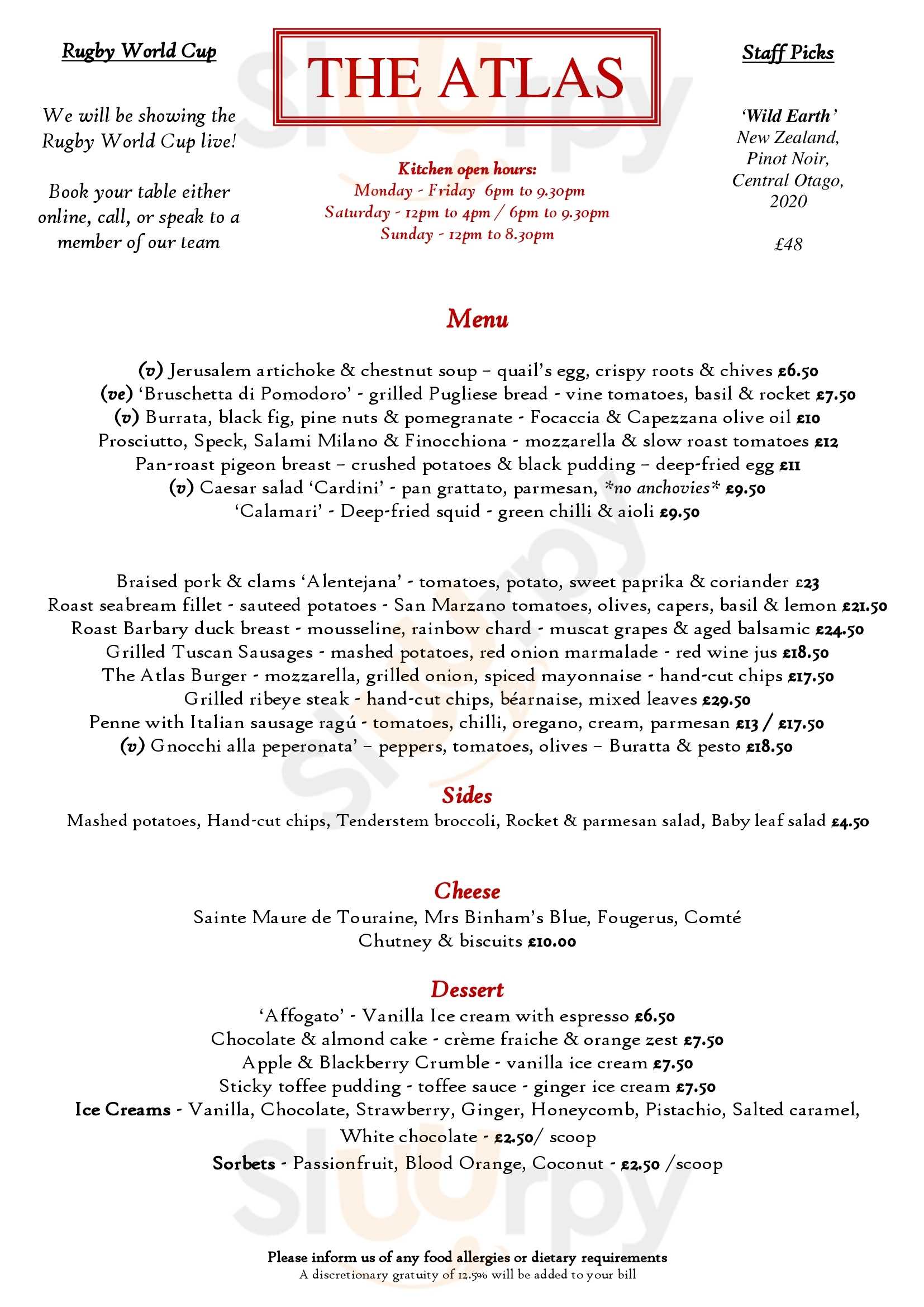 Atlas London Menu - 1