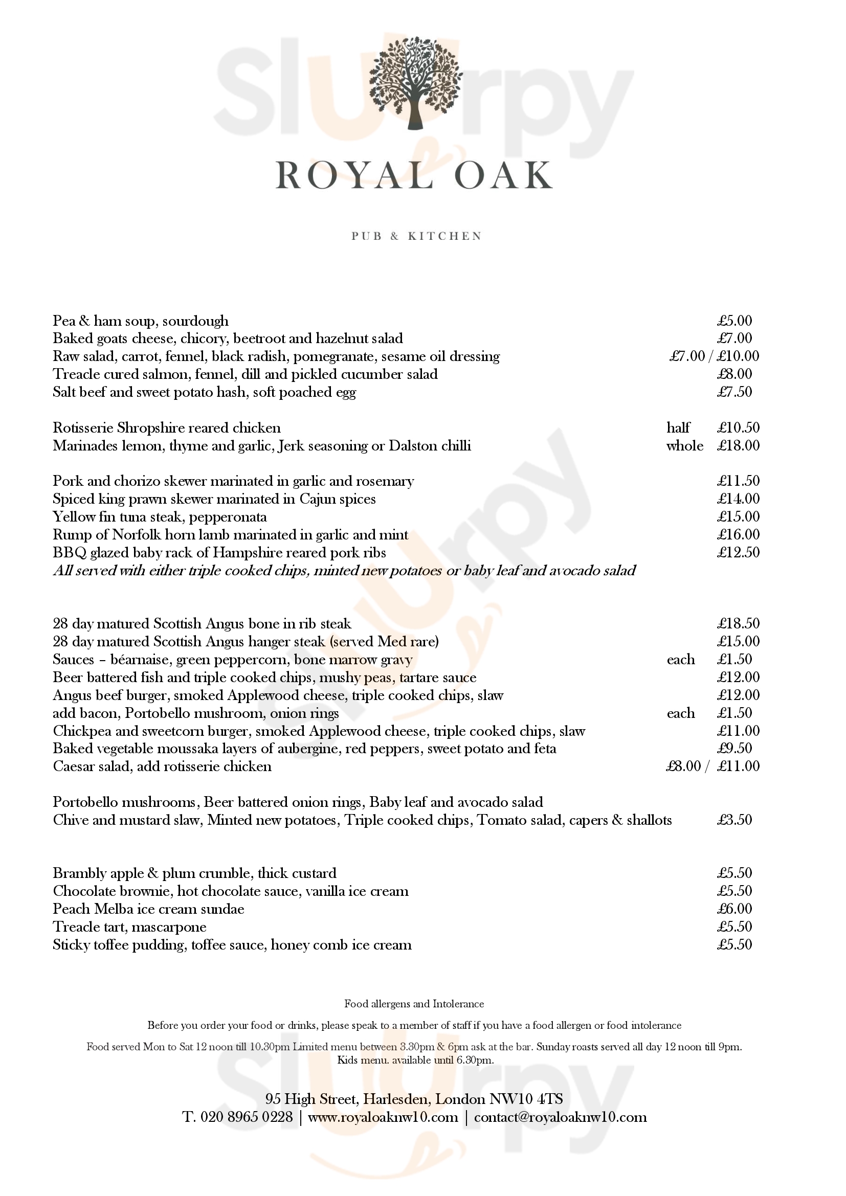 Royal Oak London Menu - 1
