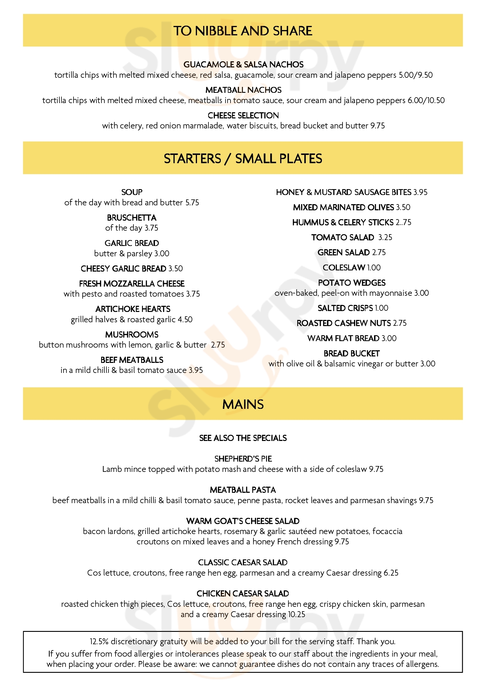 Main Menu - Cafe Piazza