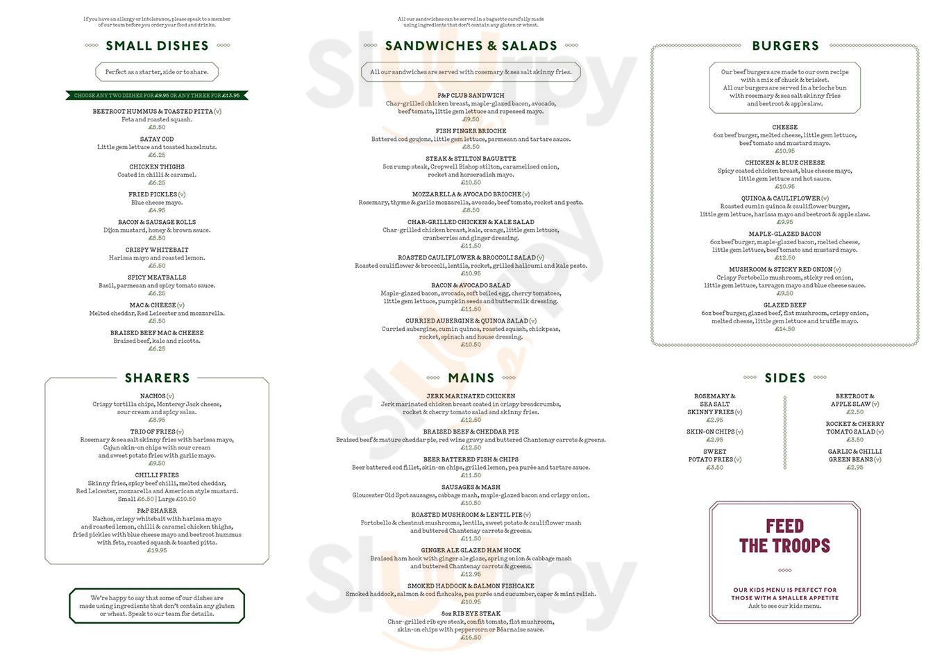 Main Menu - Pitcher & Piano Cornhill