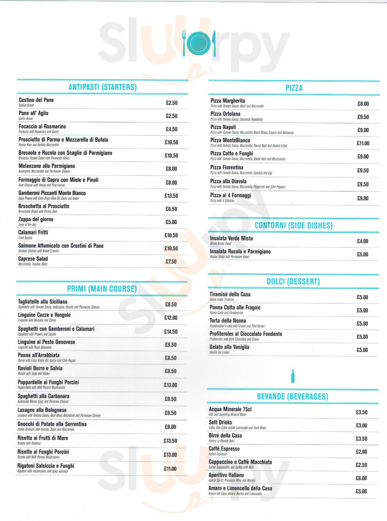 Main Menu - Trattoria Monte Bianco