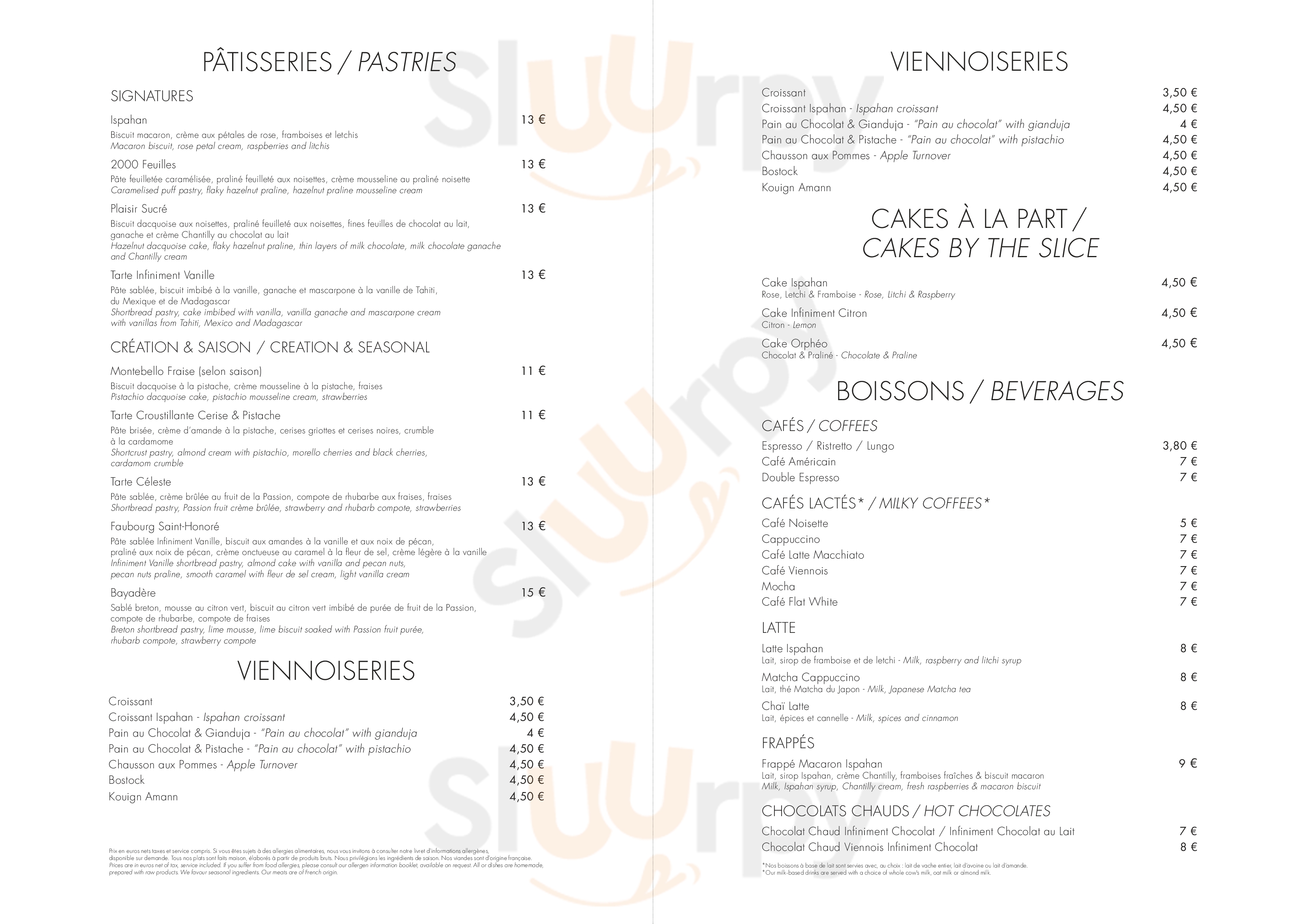 Main Menu - Pierre Herme - Lowndes Street