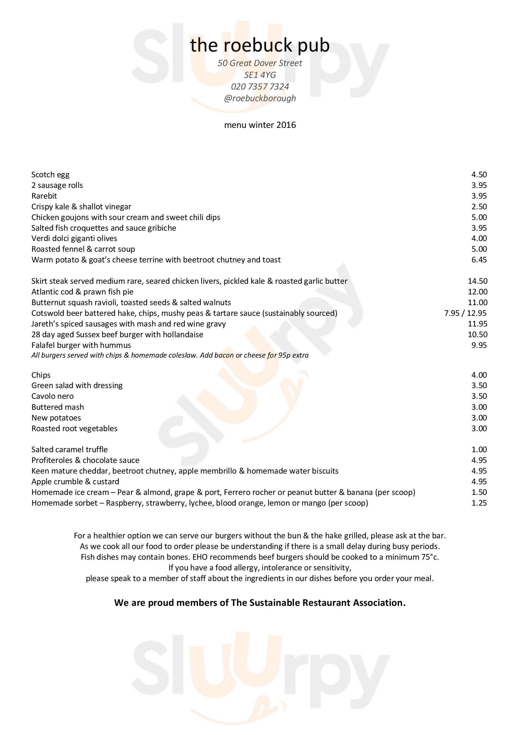 Main Menu - The Roebuck