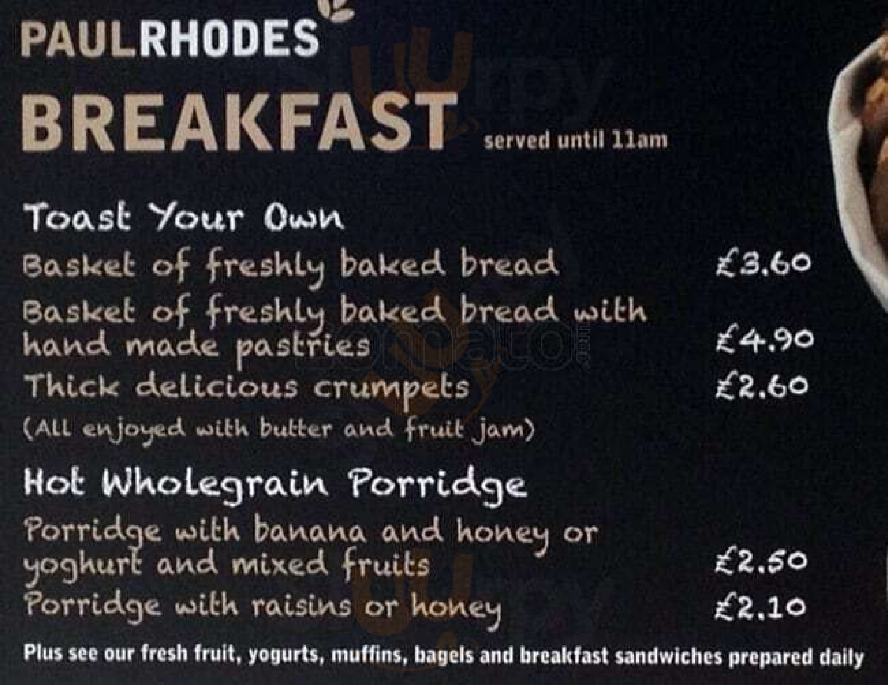 Paul Rhodes Bakery London Menu - 1