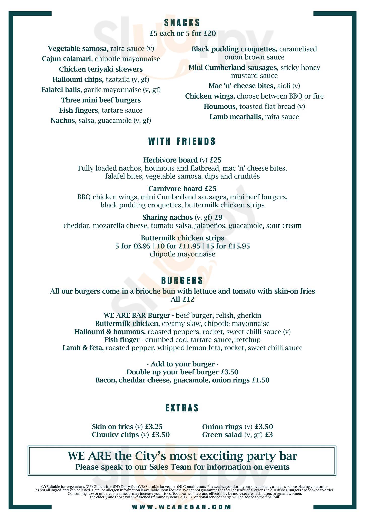 Main Menu - We Are Bar