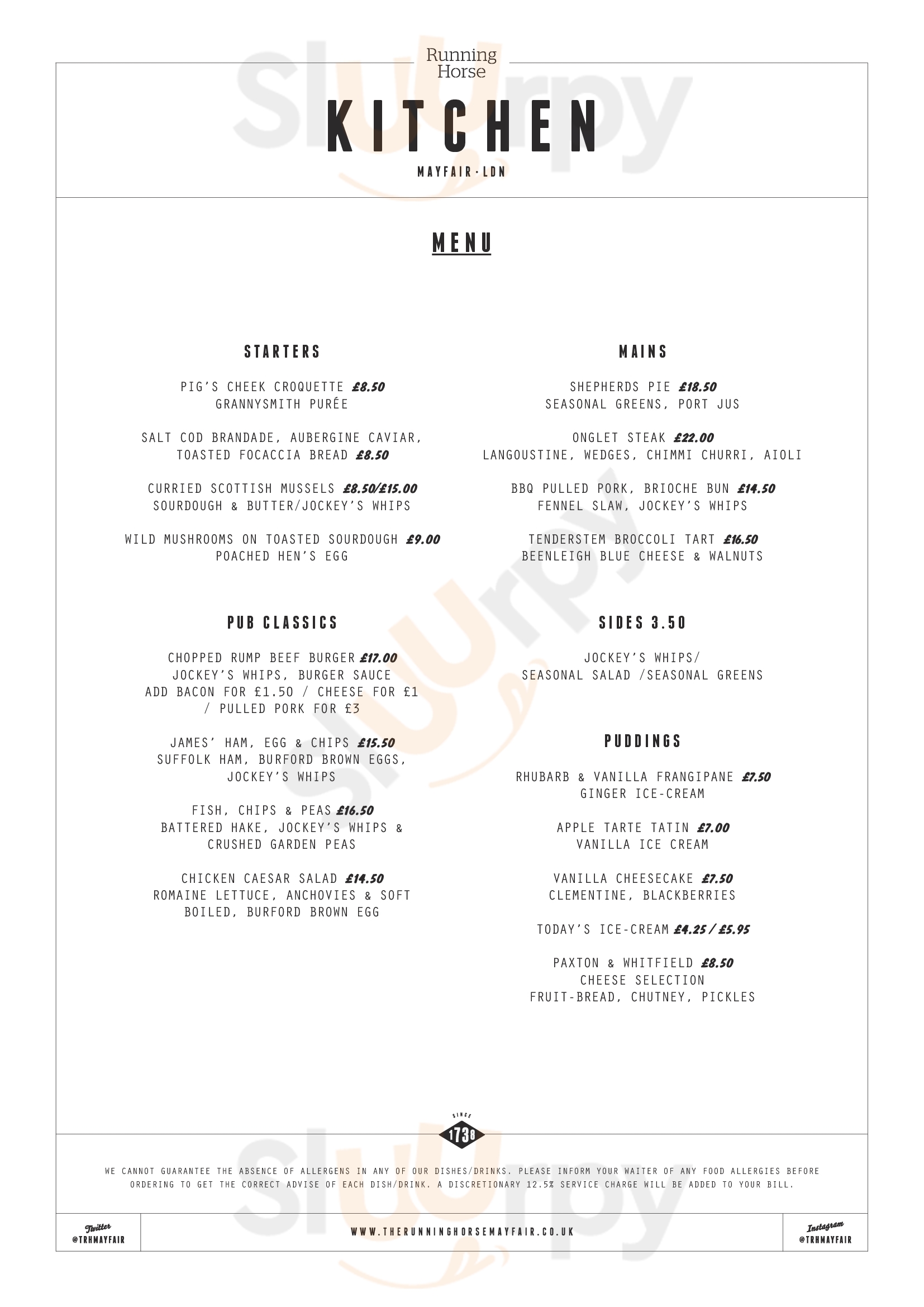 Main Menu - The Running Horse