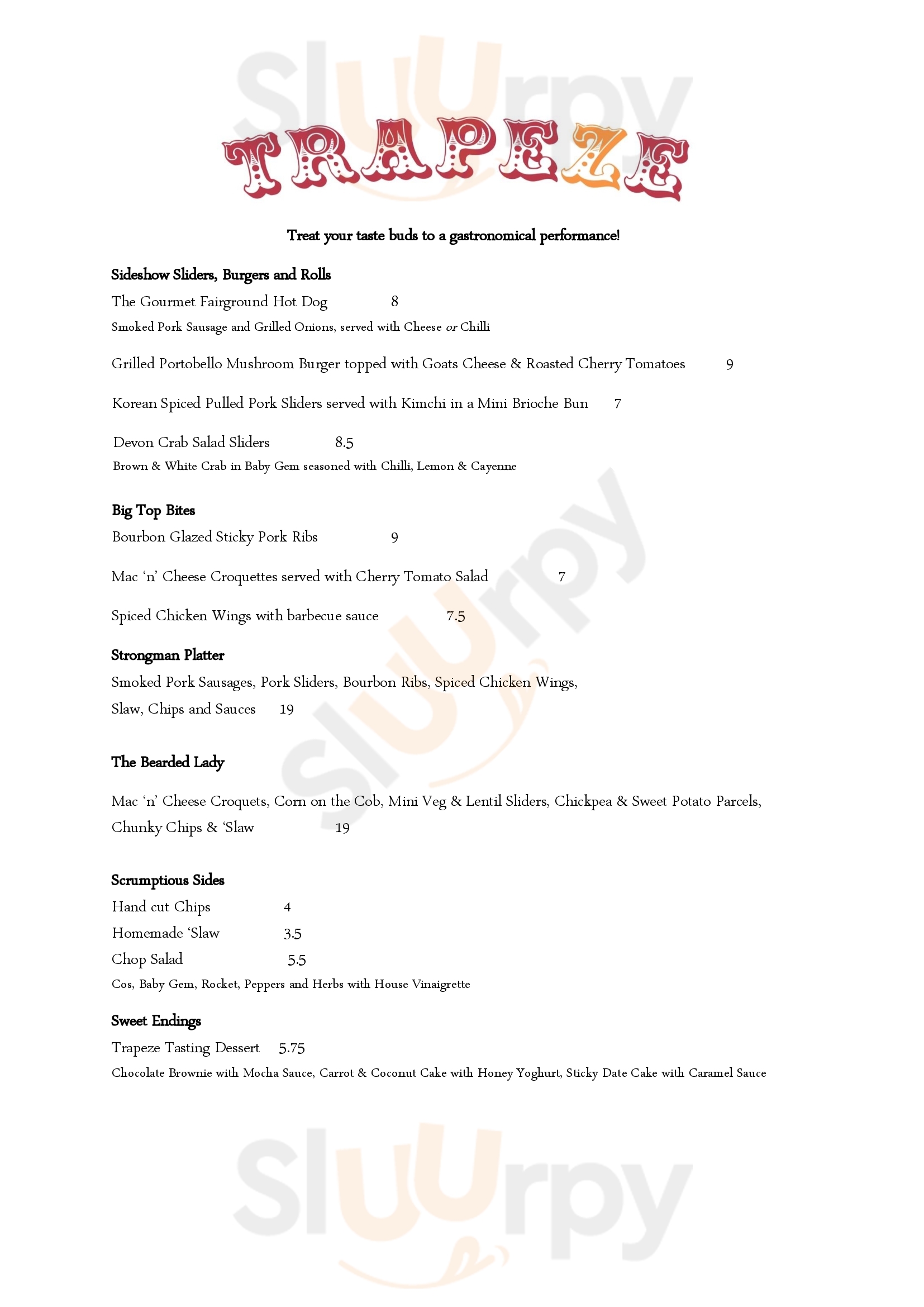 Trapeze Bar London Menu - 1