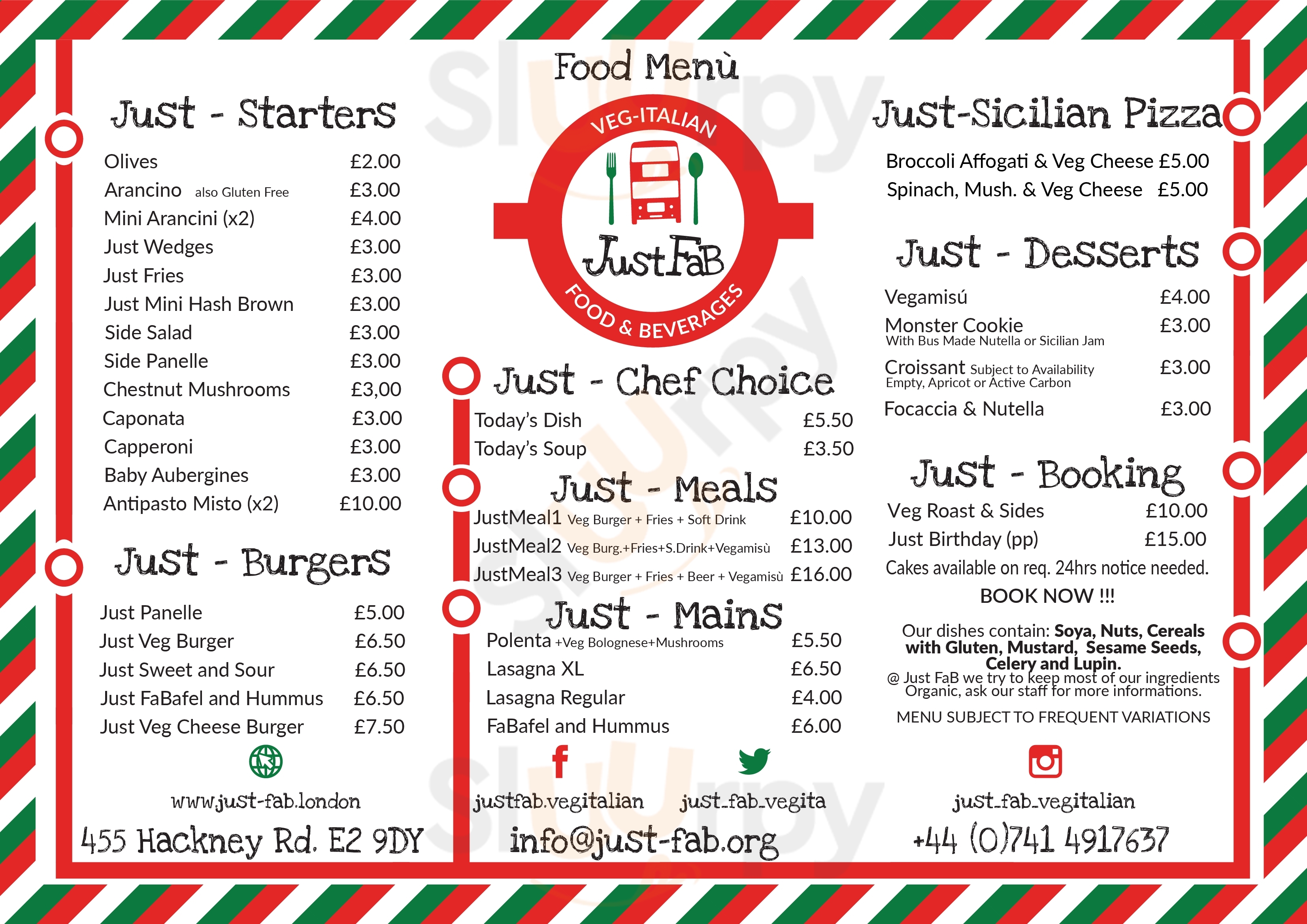 Main Menu - Just Fab Food Bus In London