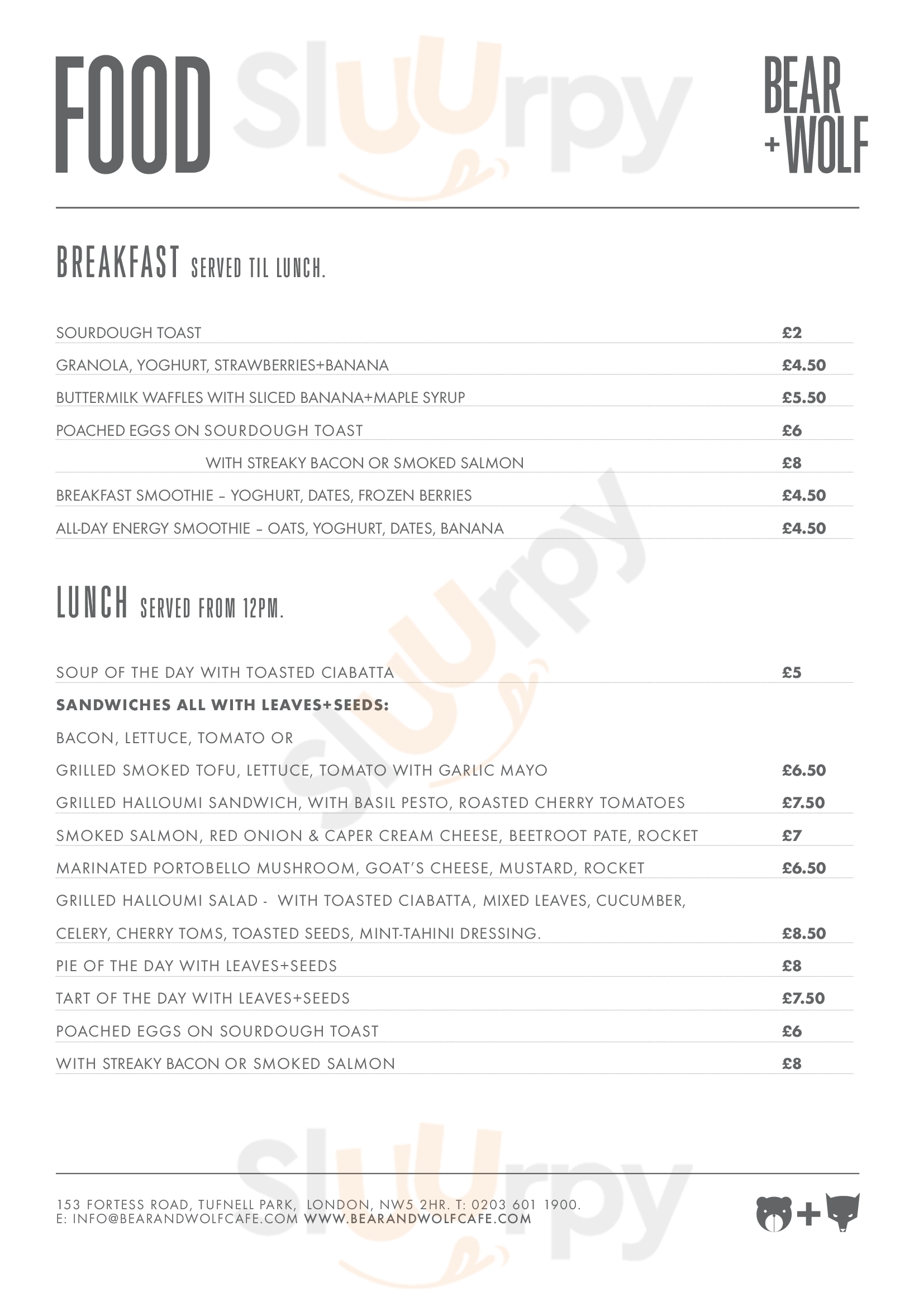 Main Menu - Bear And Wolf Cafe