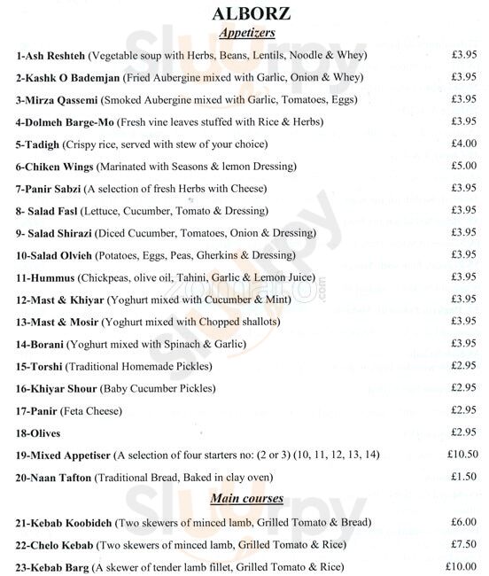 Alborz London Menu - 1