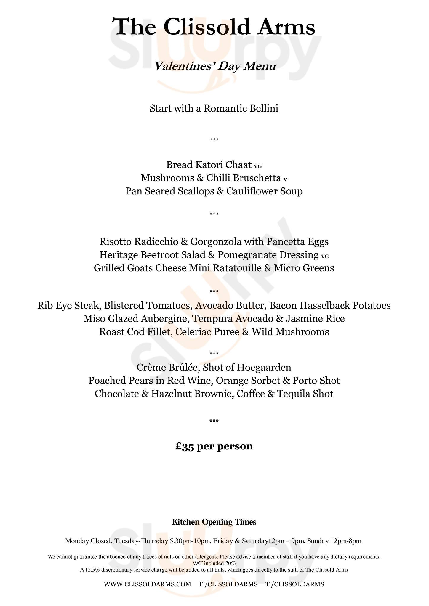 Main Menu - The Clissold Arms