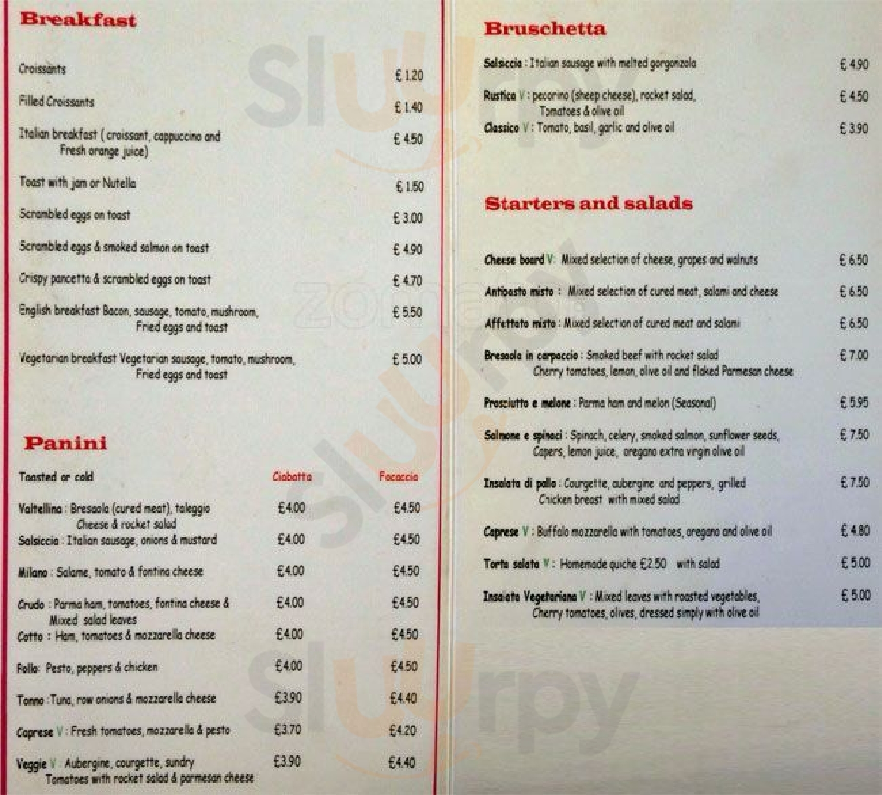 Lara's Caffeteria London Menu - 1