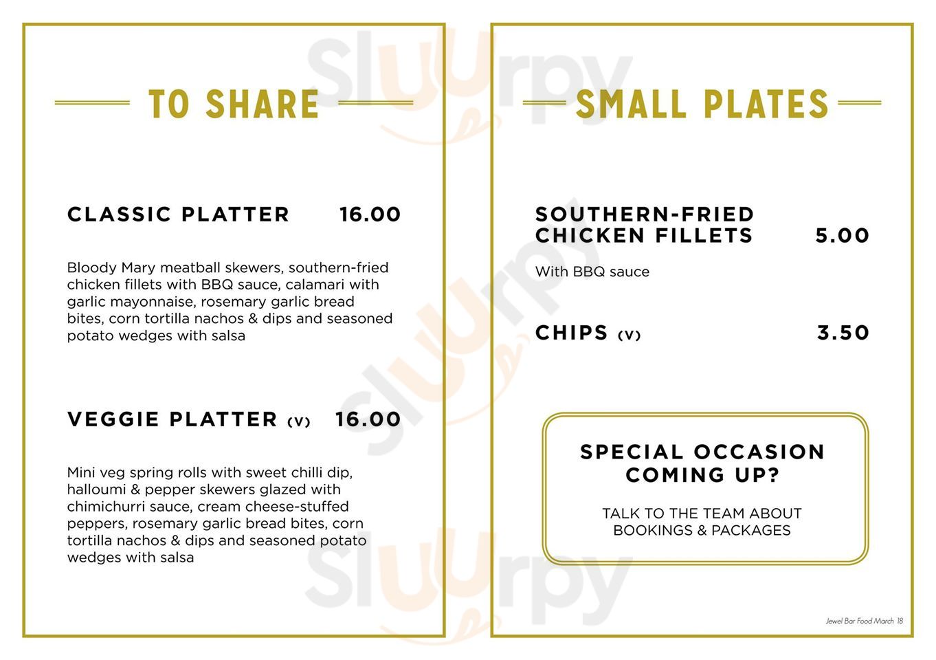 Main Menu - Jewel Piccadilly