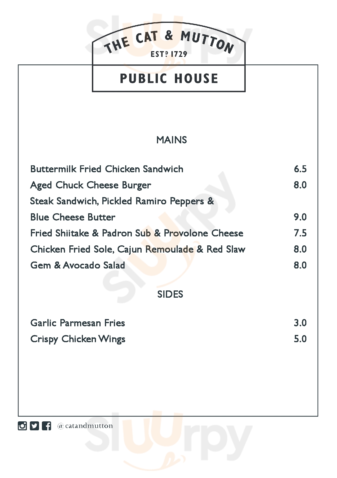 Main Menu - Cat & Mutton