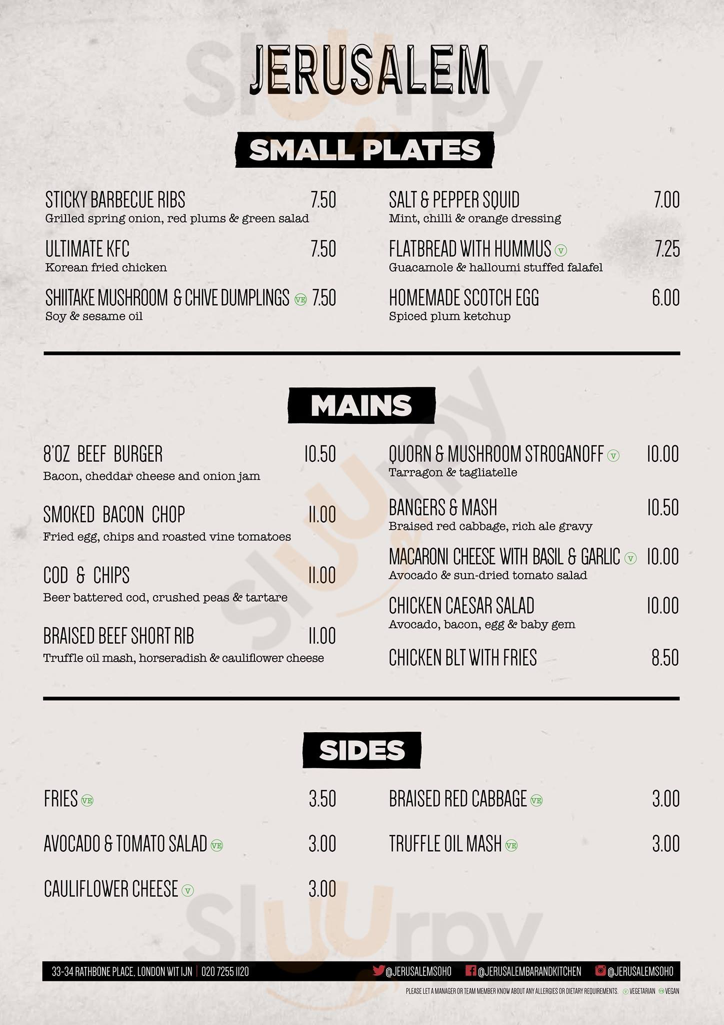 Main Menu - Jerusalem Bar And Kitchen