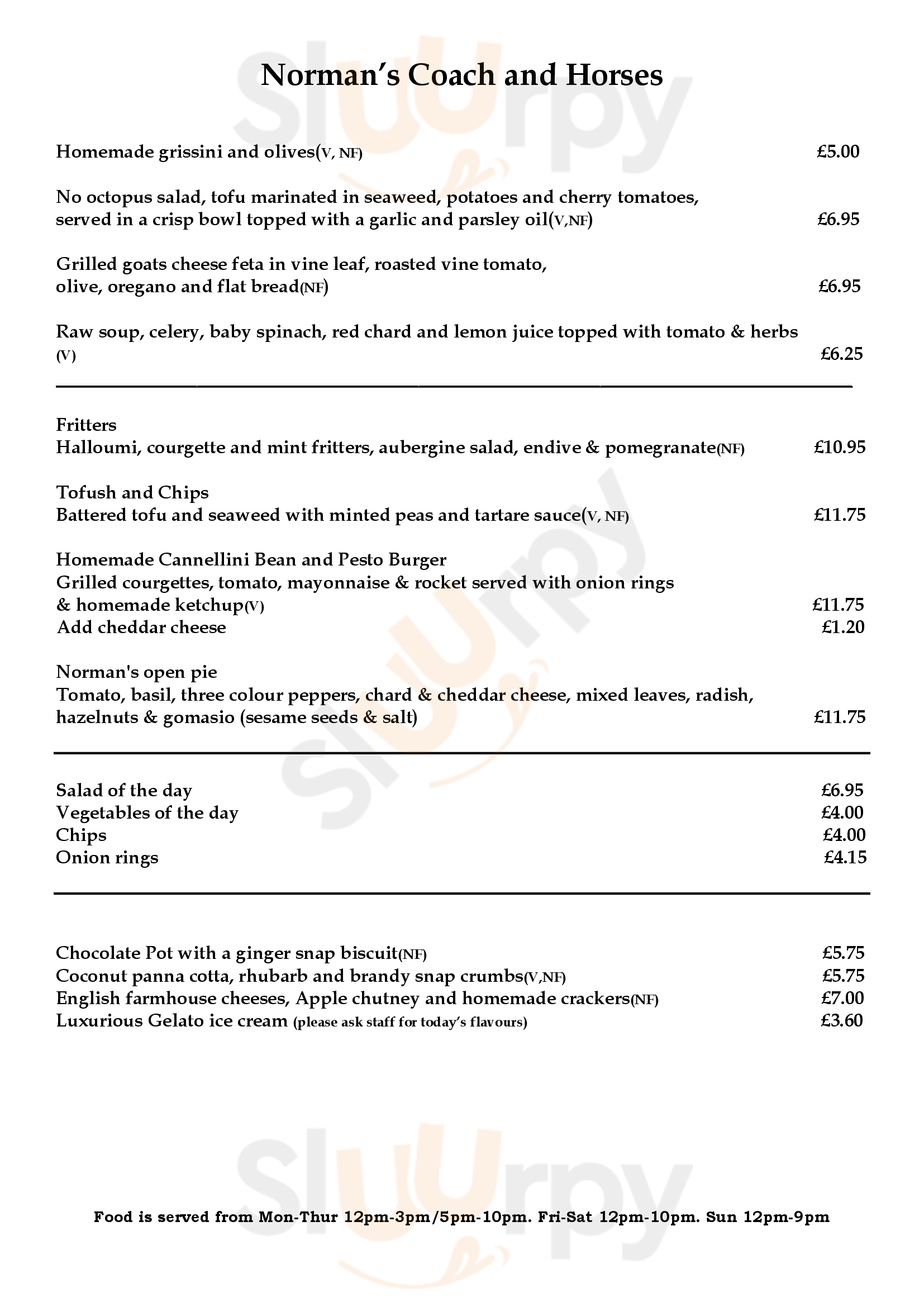 Main Menu - Coach & Horses