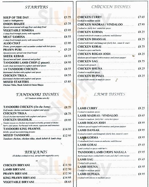 Raj Tandoori London Menu - 1