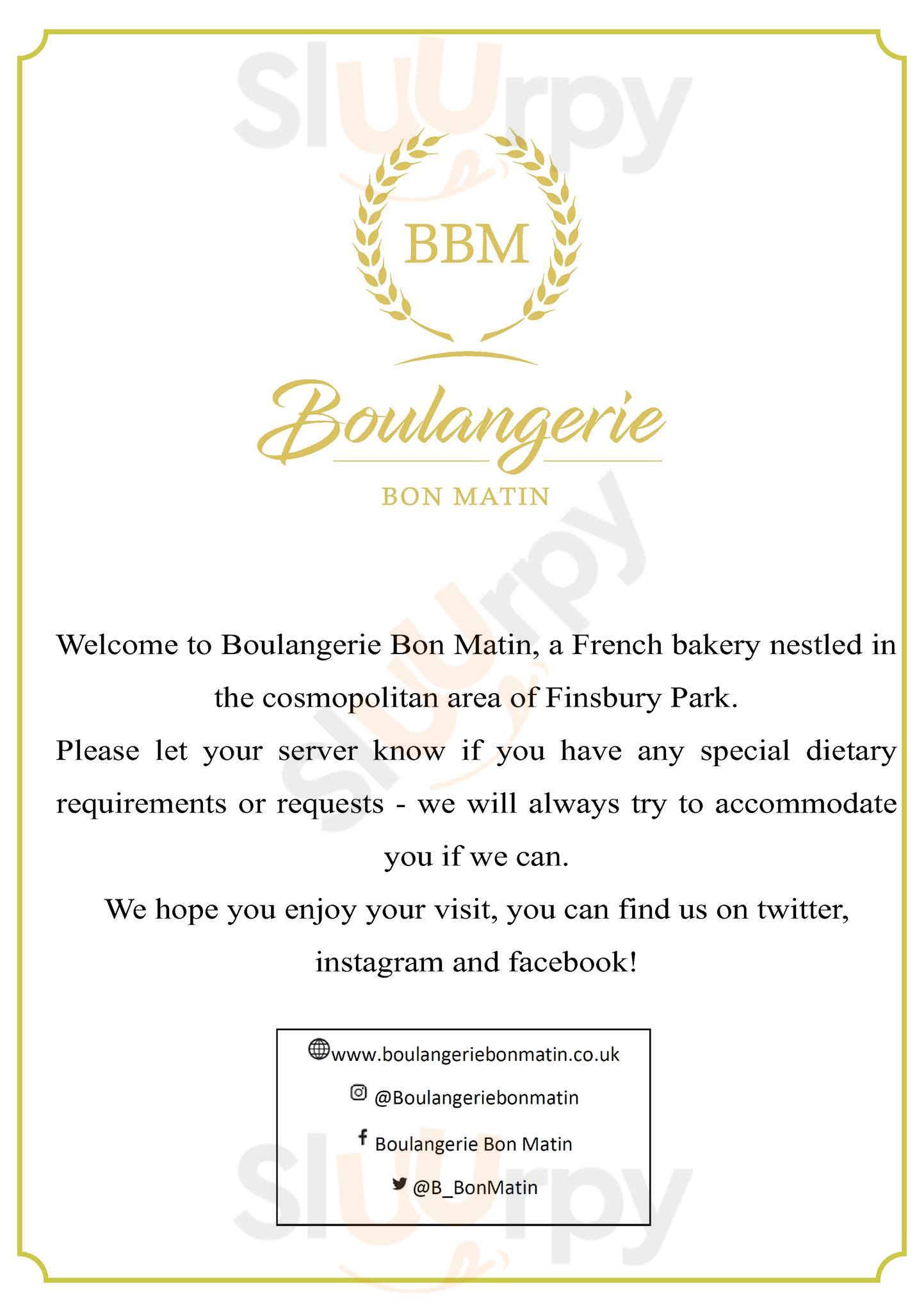 Main Menu - Boulangerie Bon Matin