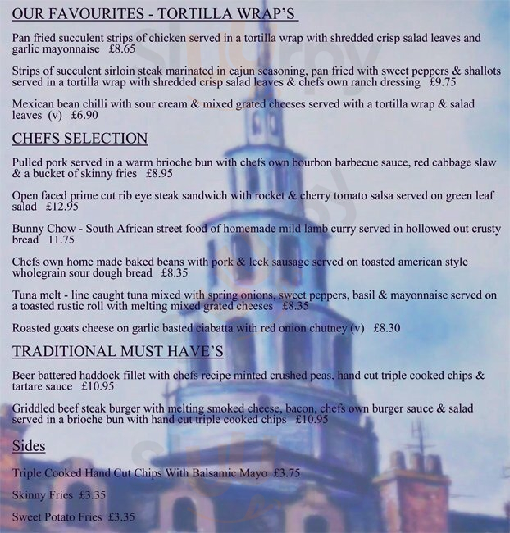 St Brides Tavern London Menu - 1