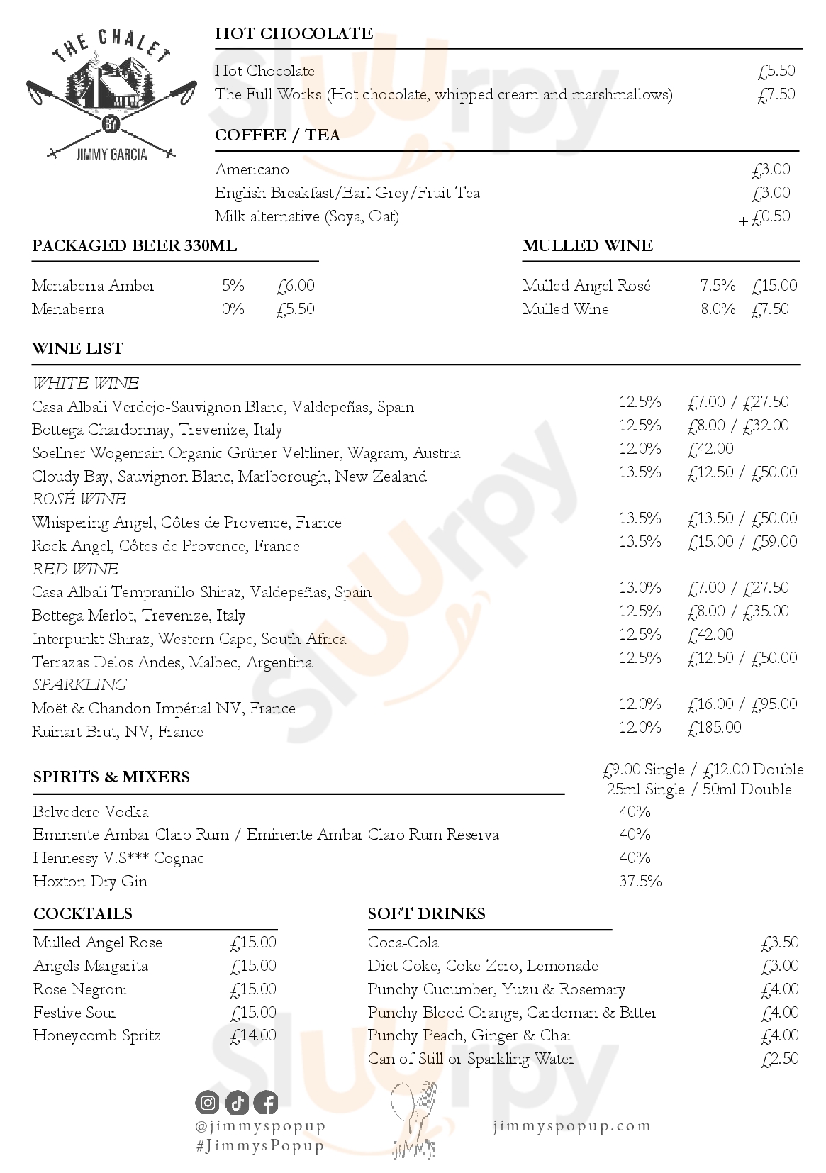 Main Menu - Jimmys Winter Lodge & Igloos