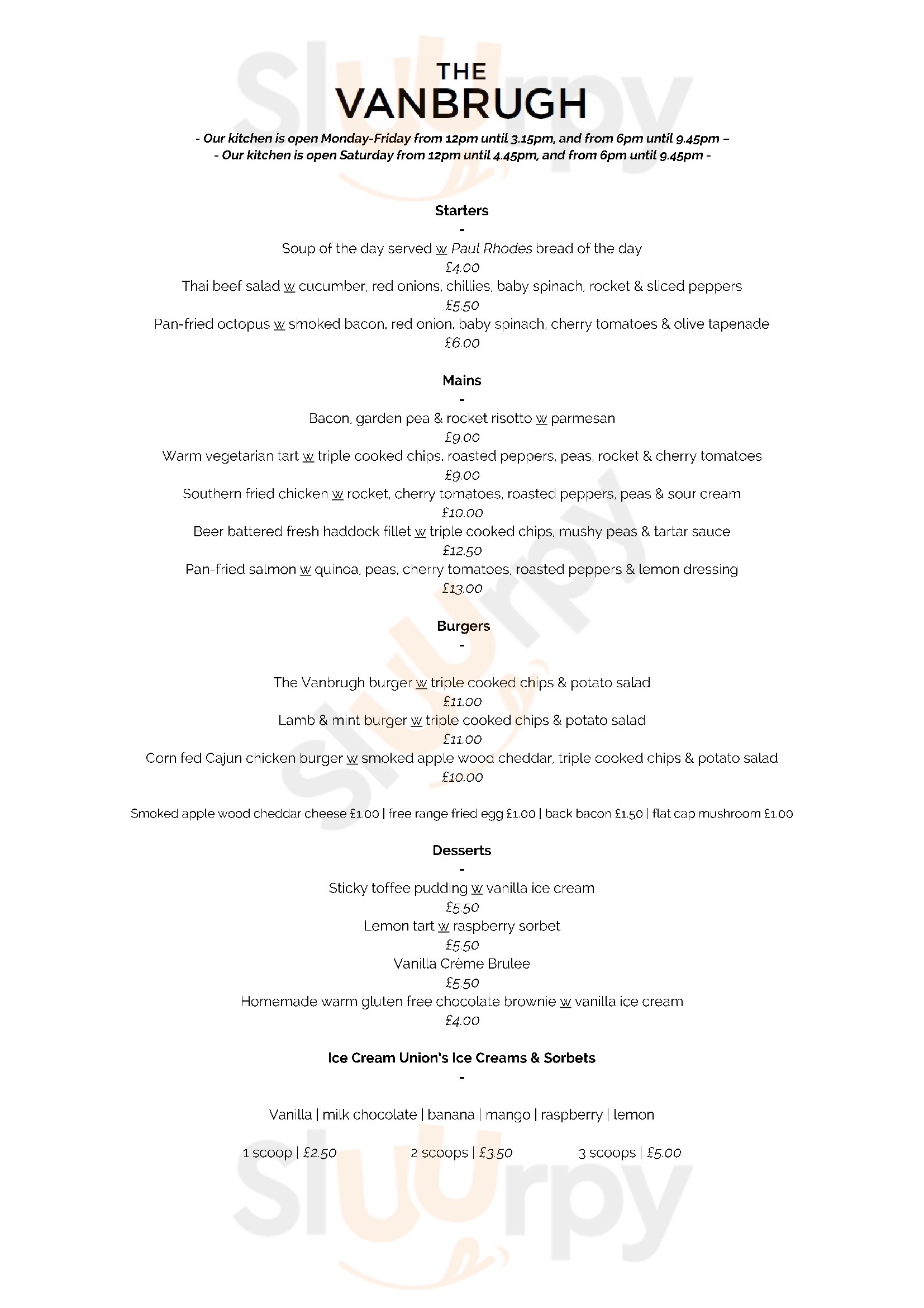 Main Menu - The Vanbrugh