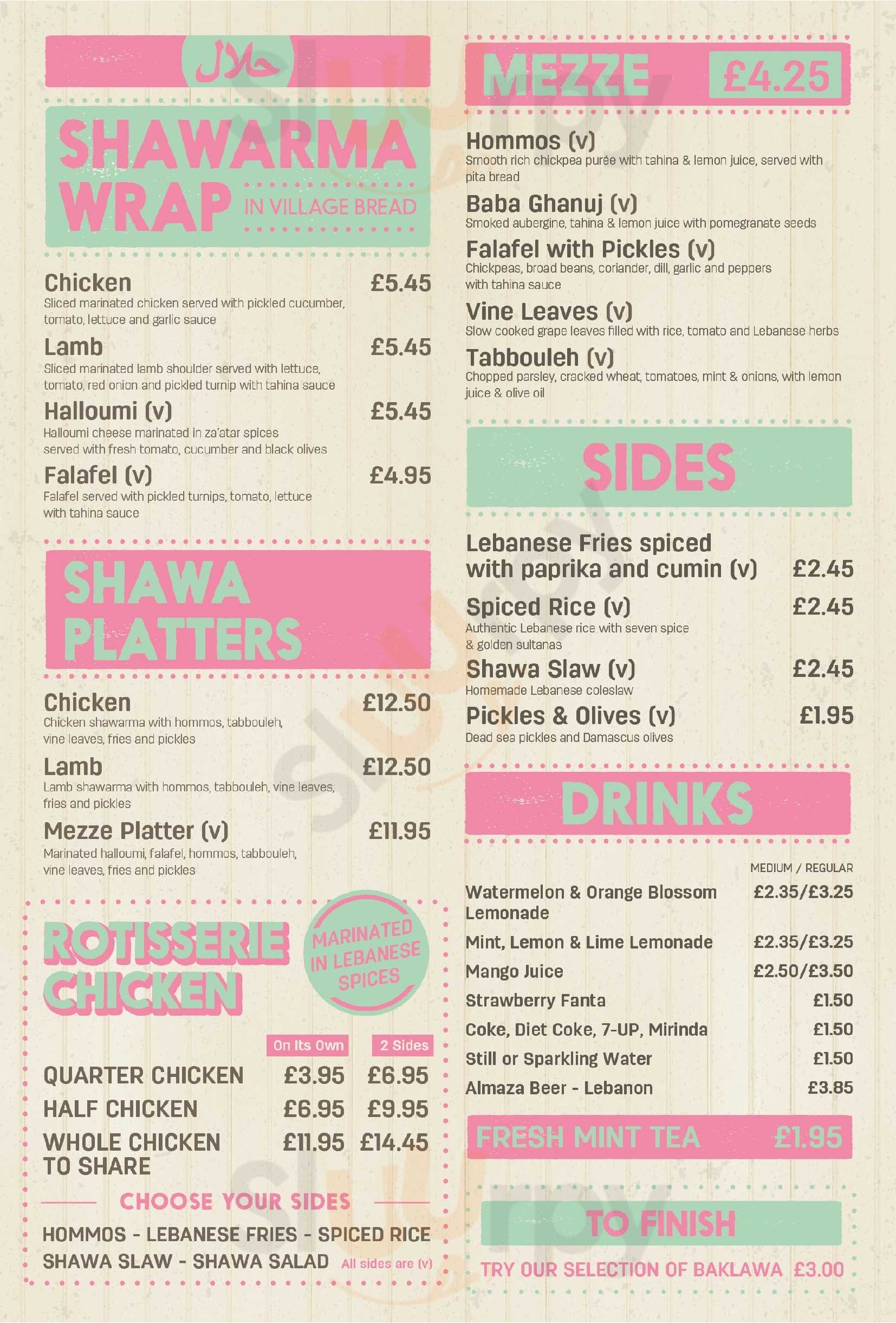 Shawa Lebanese Grill London Menu - 1