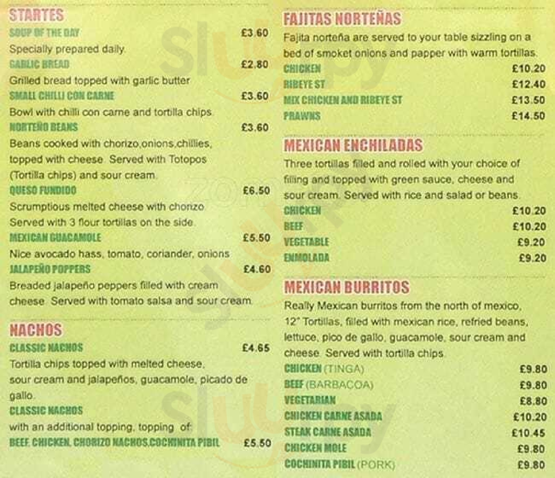 Costa Azul Mexican Grille London Menu - 1