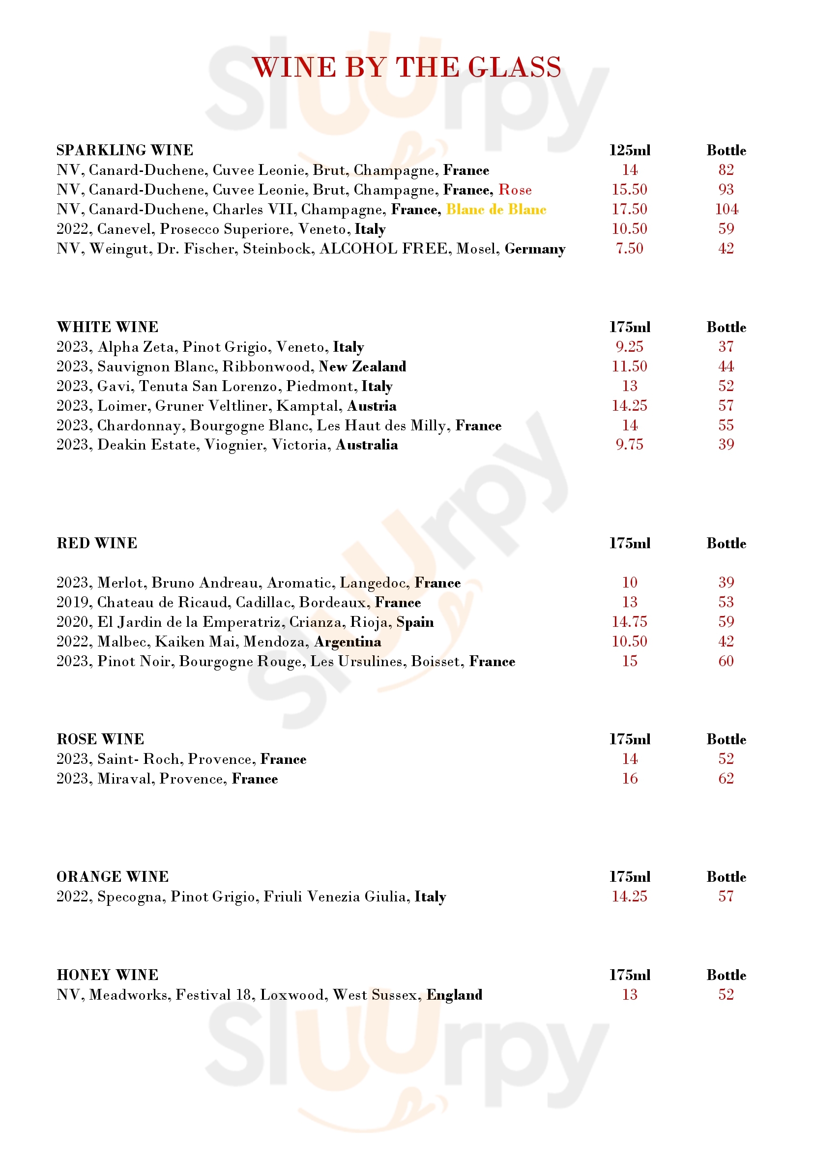 Traders Wine London Menu - 1