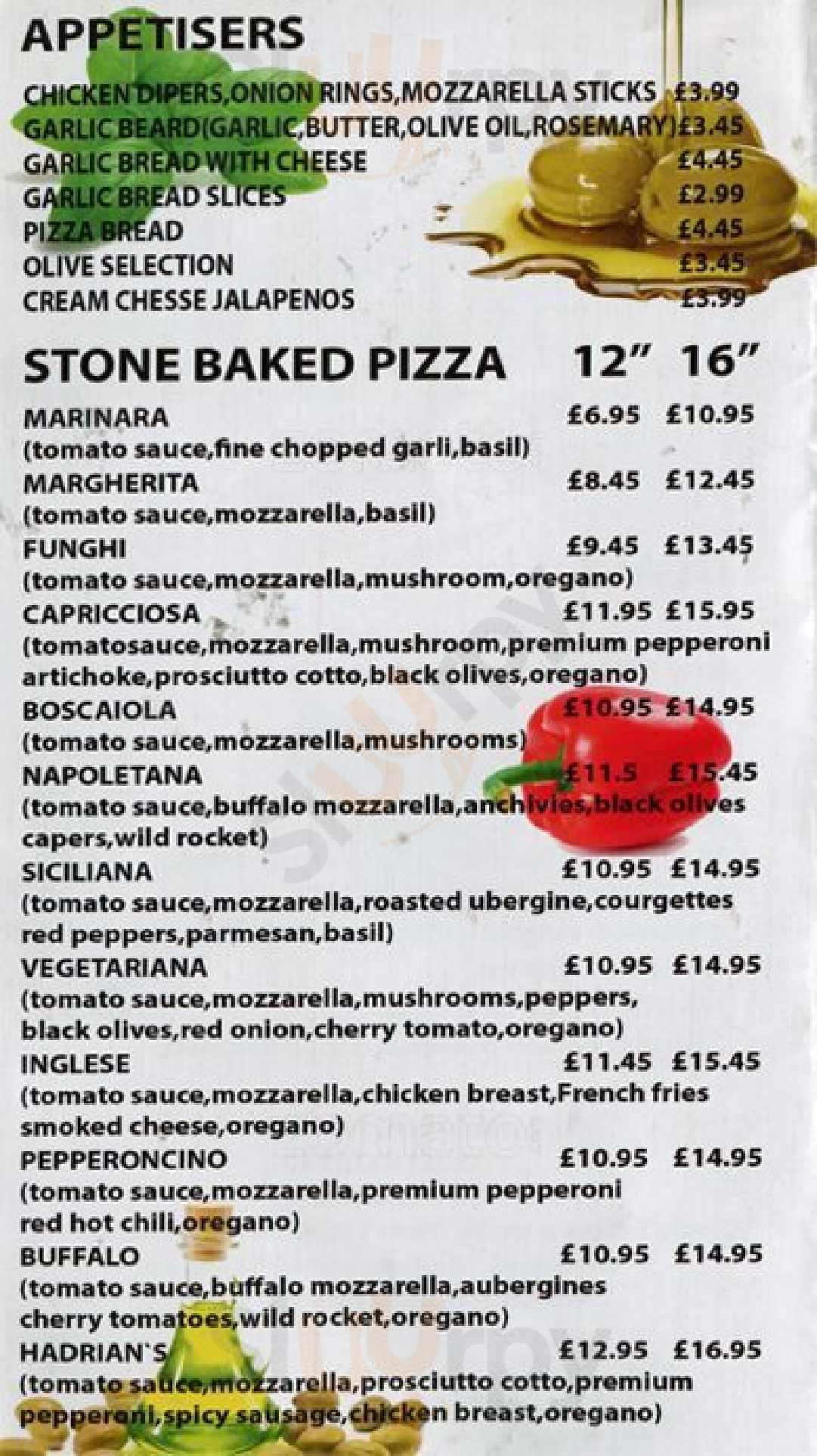 Main Menu - Hadrians Italian Cuisine