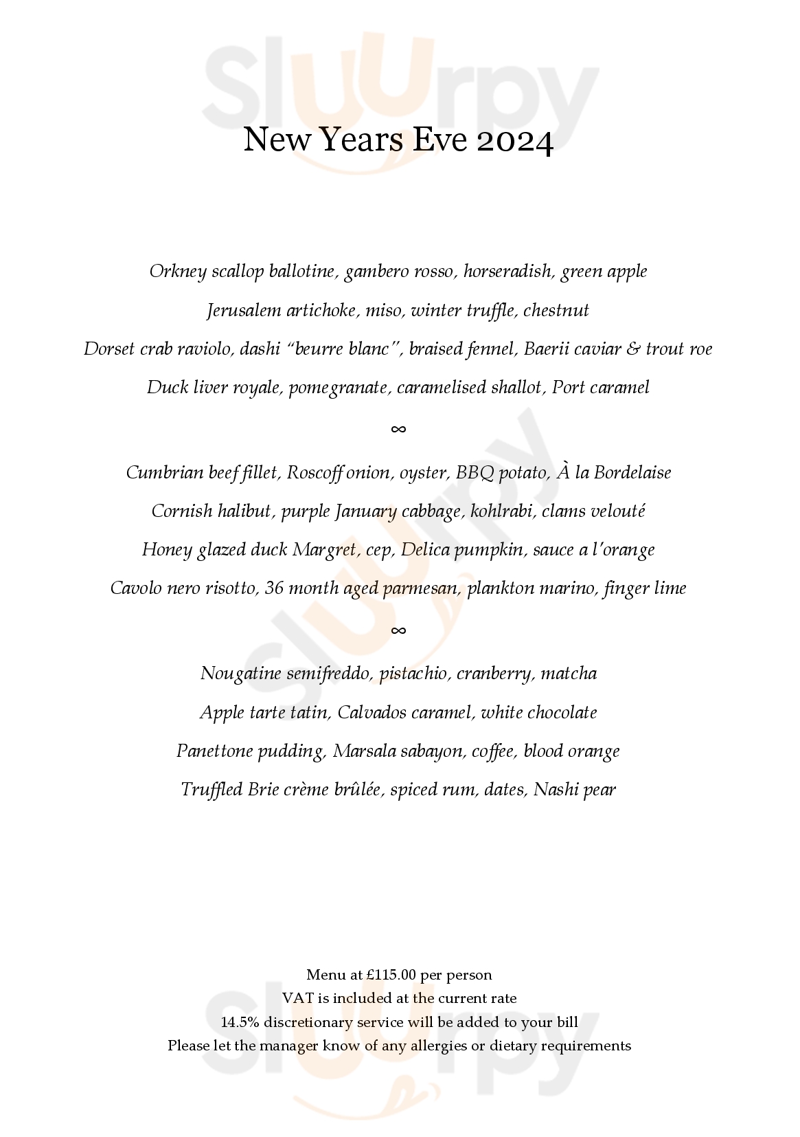 Main Menu - Galvin Restaurant