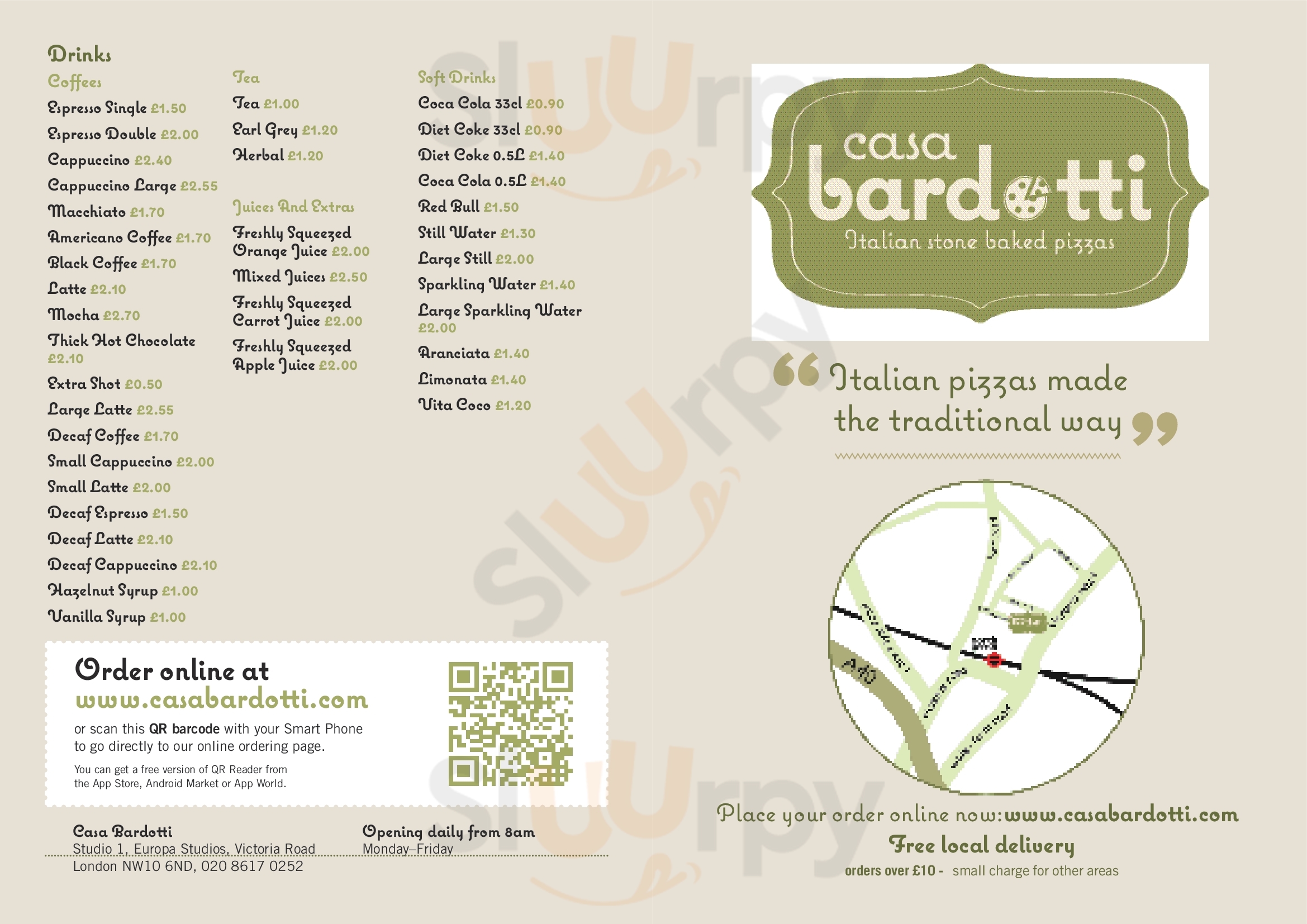 Main Menu - Casa Bardotti, Coffee Shop And Pizza Bar