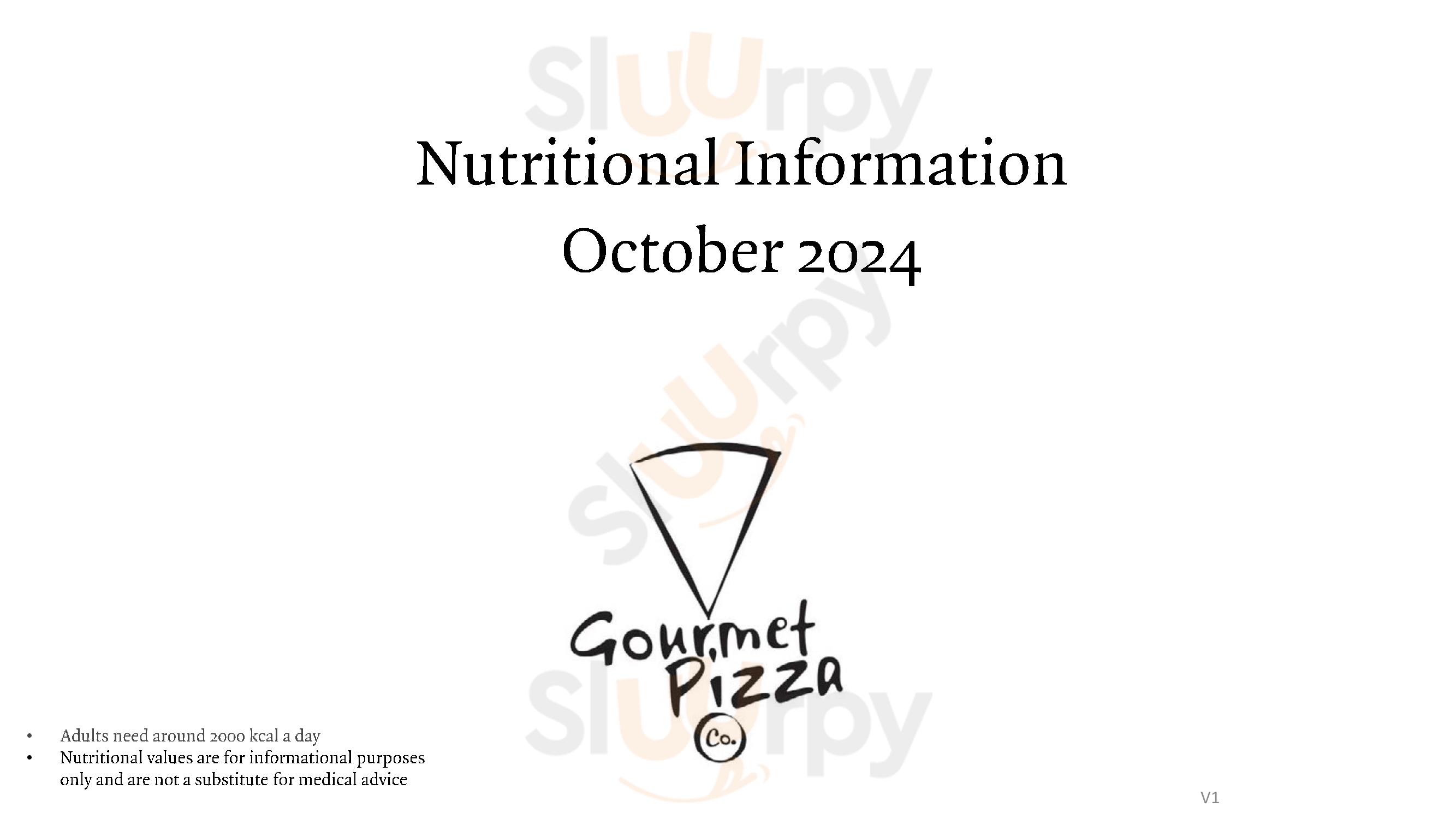 Main Menu - Gourmet Pizza Company - Mackenzie Walk