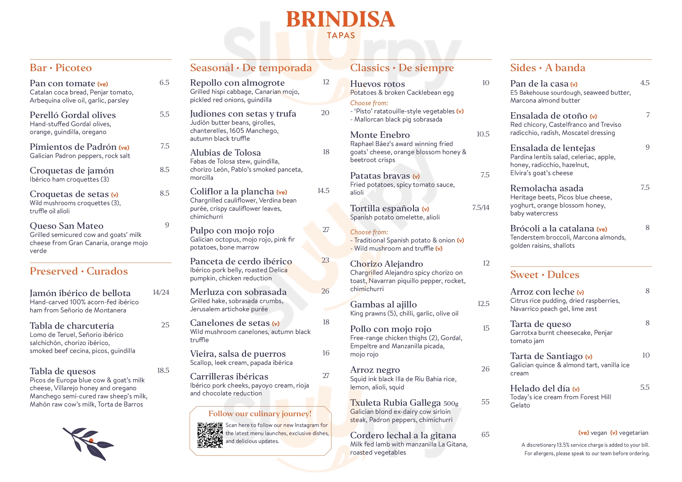 Main Menu - Tapas Brindisa Battersea