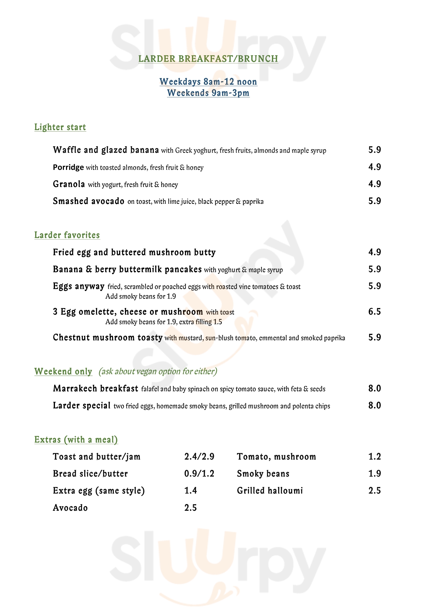 The Larder Bethnal Green London Menu - 1