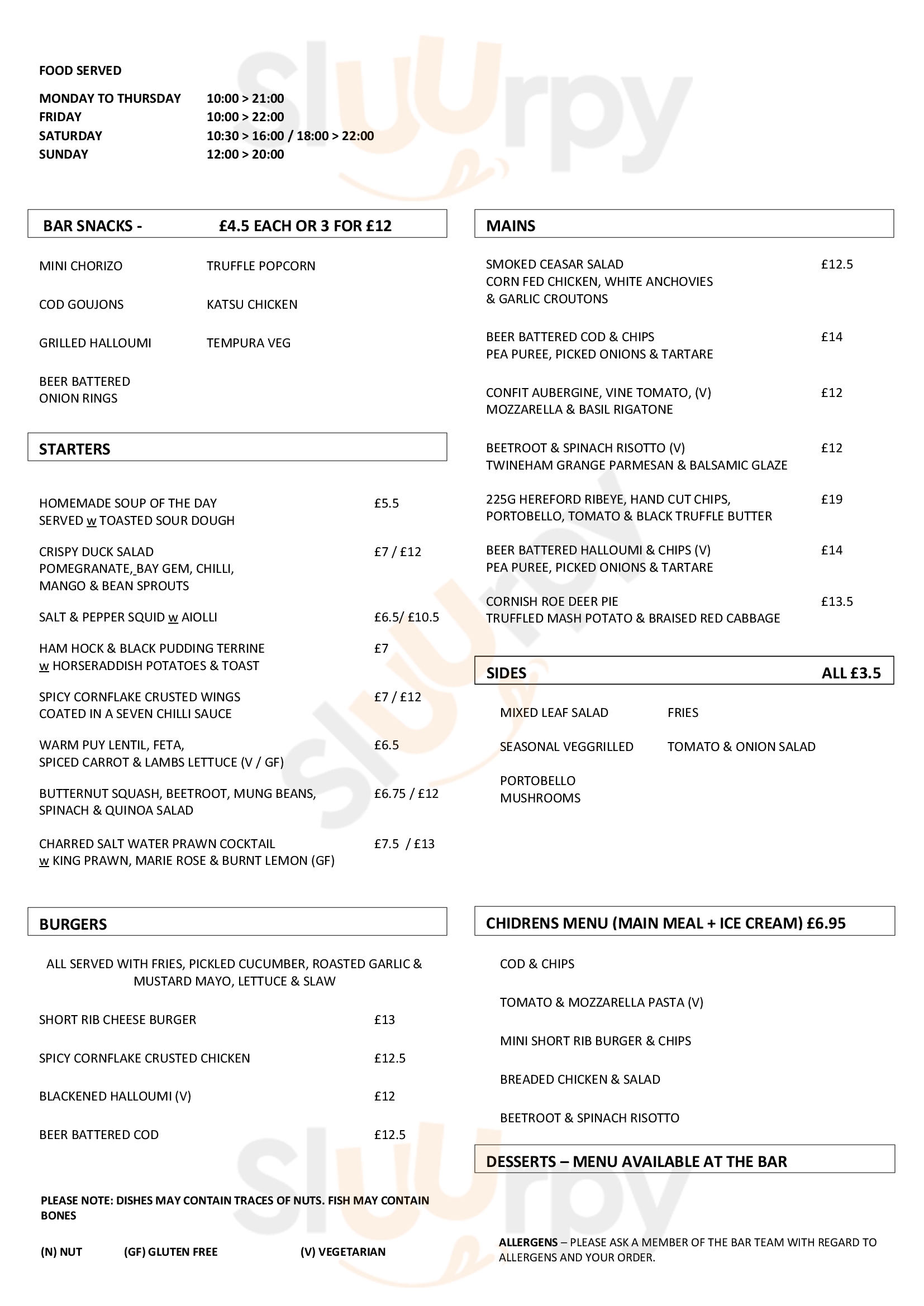 Main Menu - The Manor House Wanstead