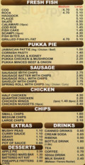 Sea Horse Fish Bar menu