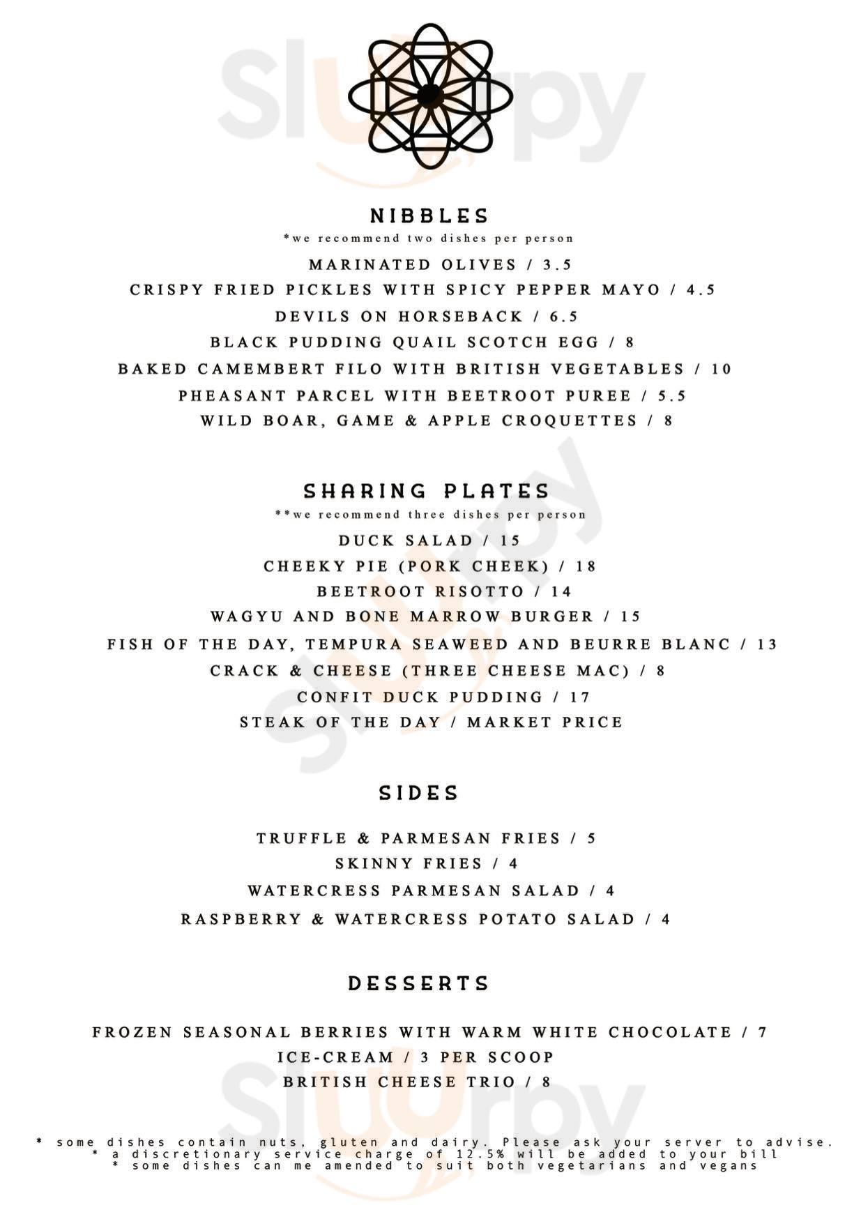 Main Menu - Iron Bloom Shoreditch - Event Space