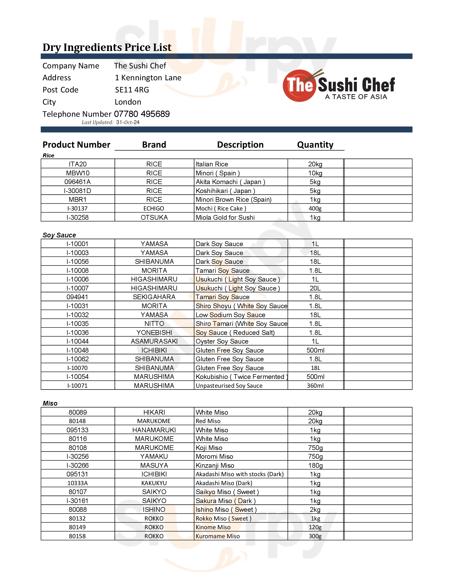 The Sushi Chef London Menu - 1