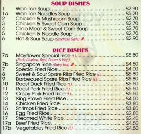 Mayflower London Menu - 1