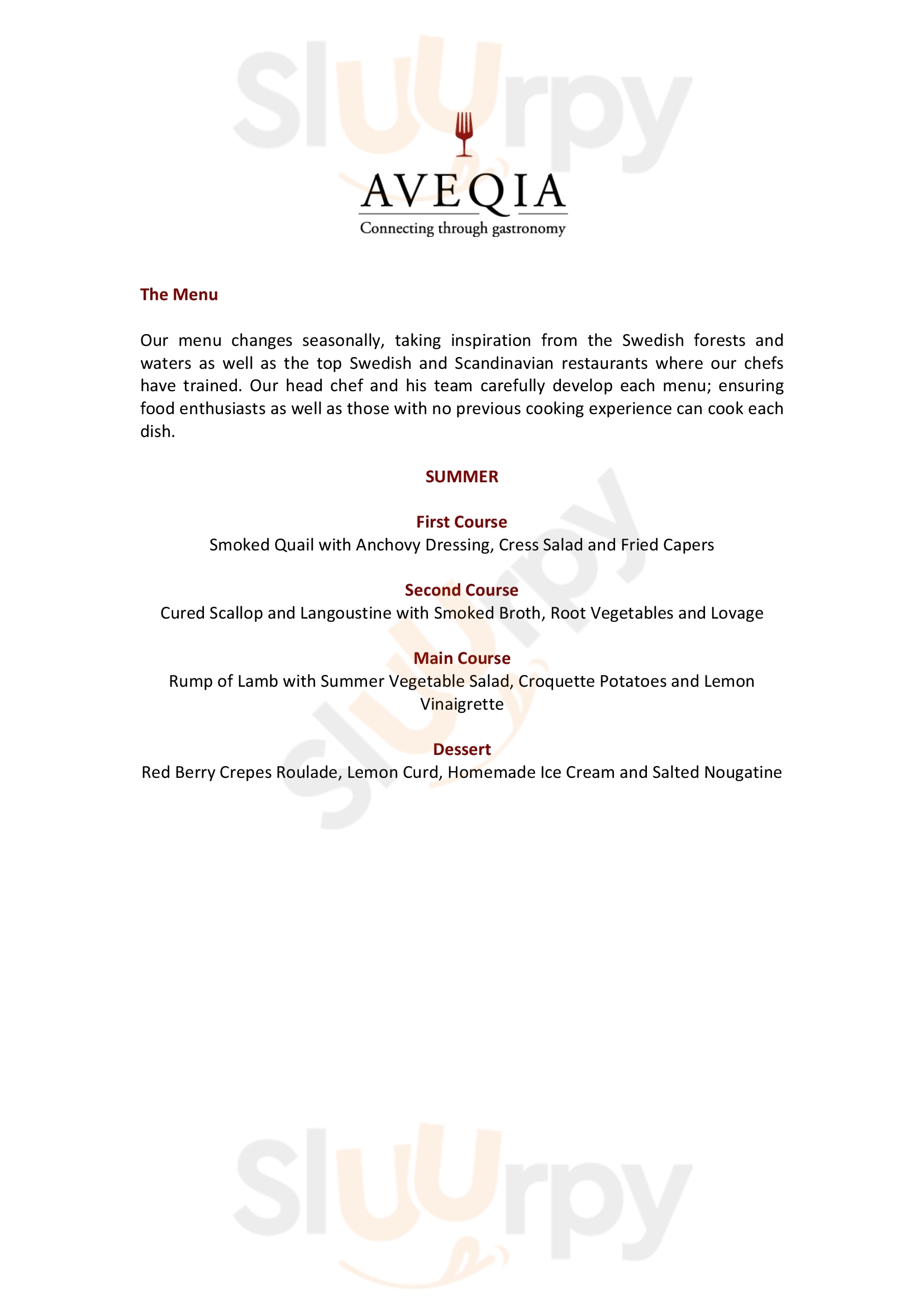 Main Menu - Aveqia London
