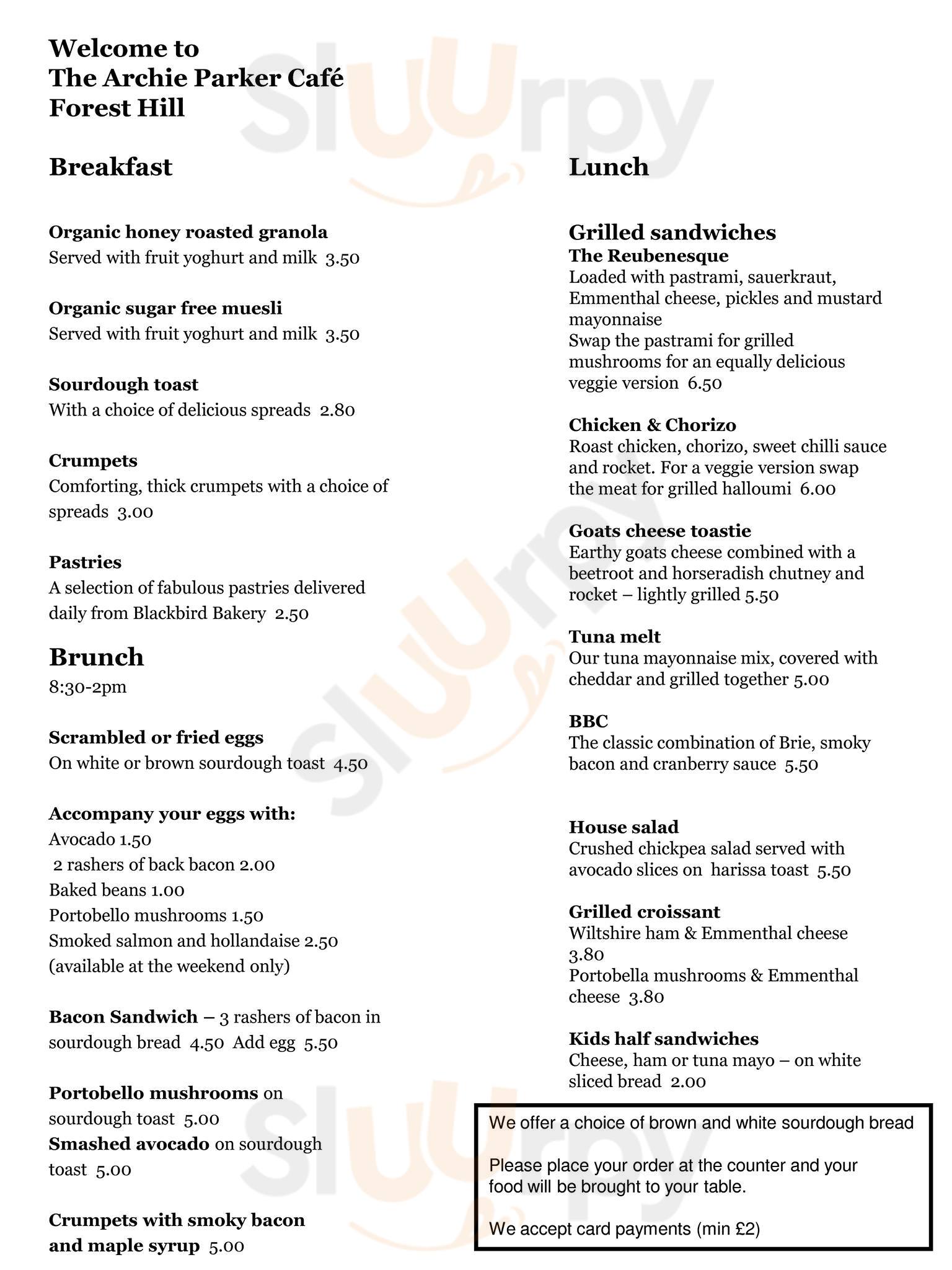 Main Menu - The Archie Parker