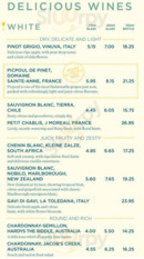 The Green Shepherd's Bush menu