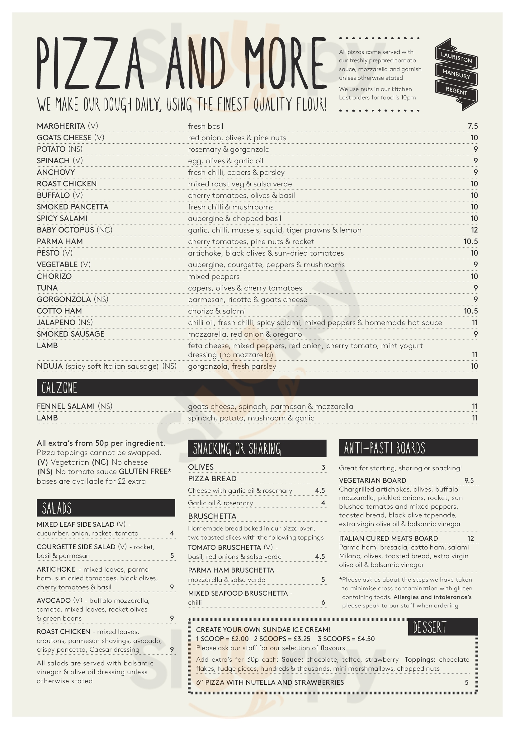 Main Menu - The Regent Pub