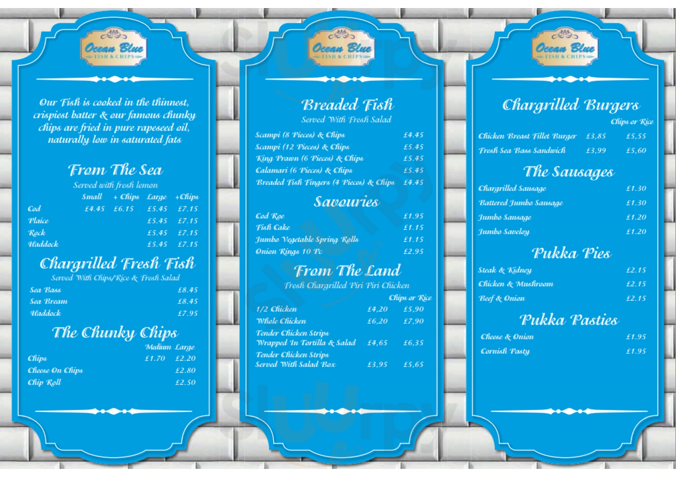 Ocean Blue London Menu - 1