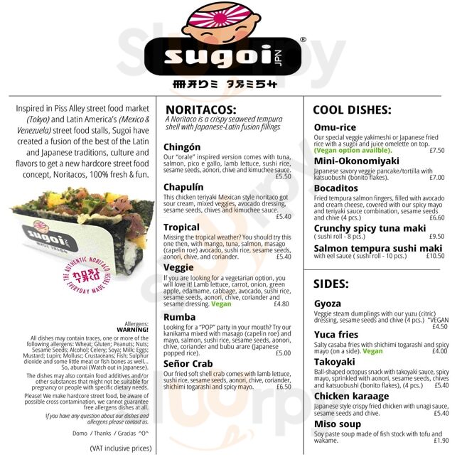 Sugoi Jpn London Menu - 1