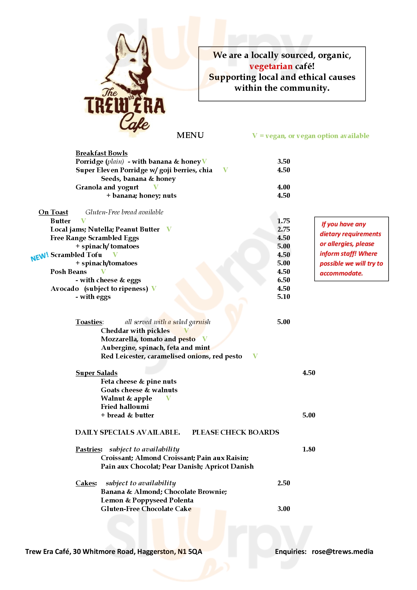 Main Menu - The Trew Era Cafe